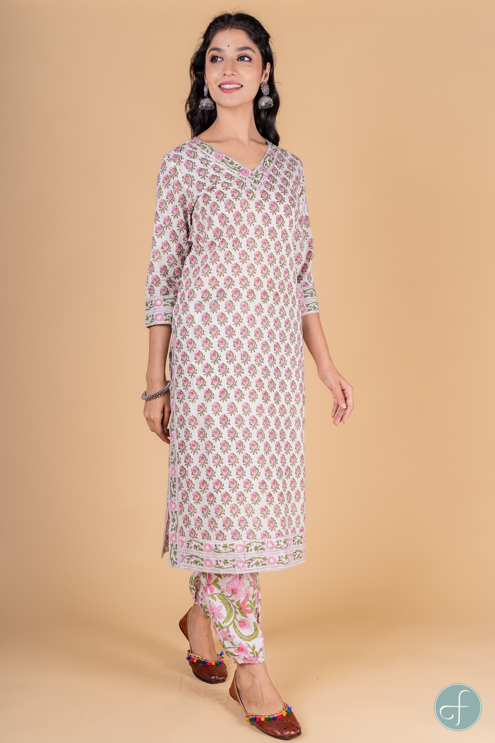 Garden Floral Block Printed Kurta 