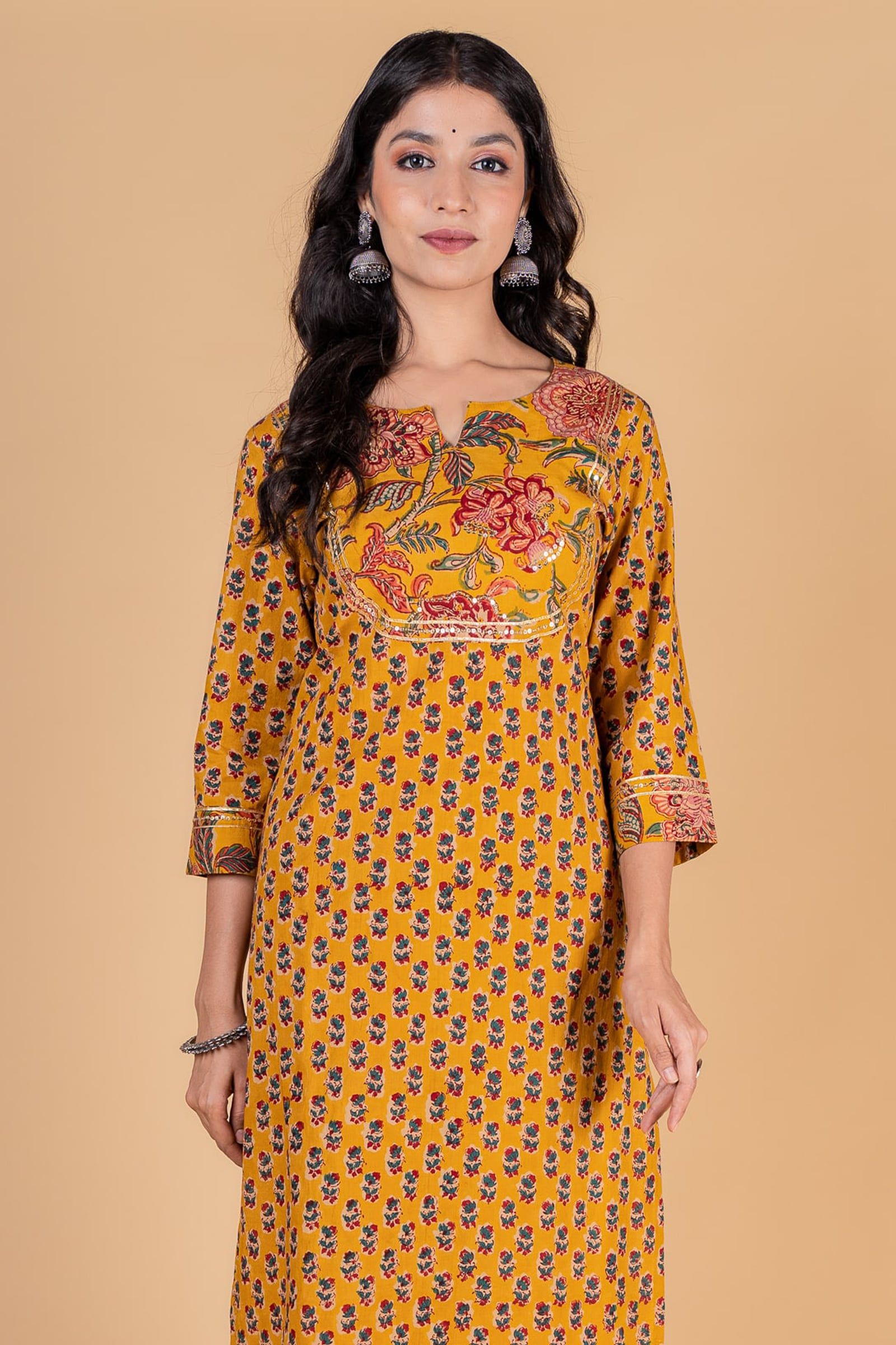 Old Gold Block Printed Kurta 