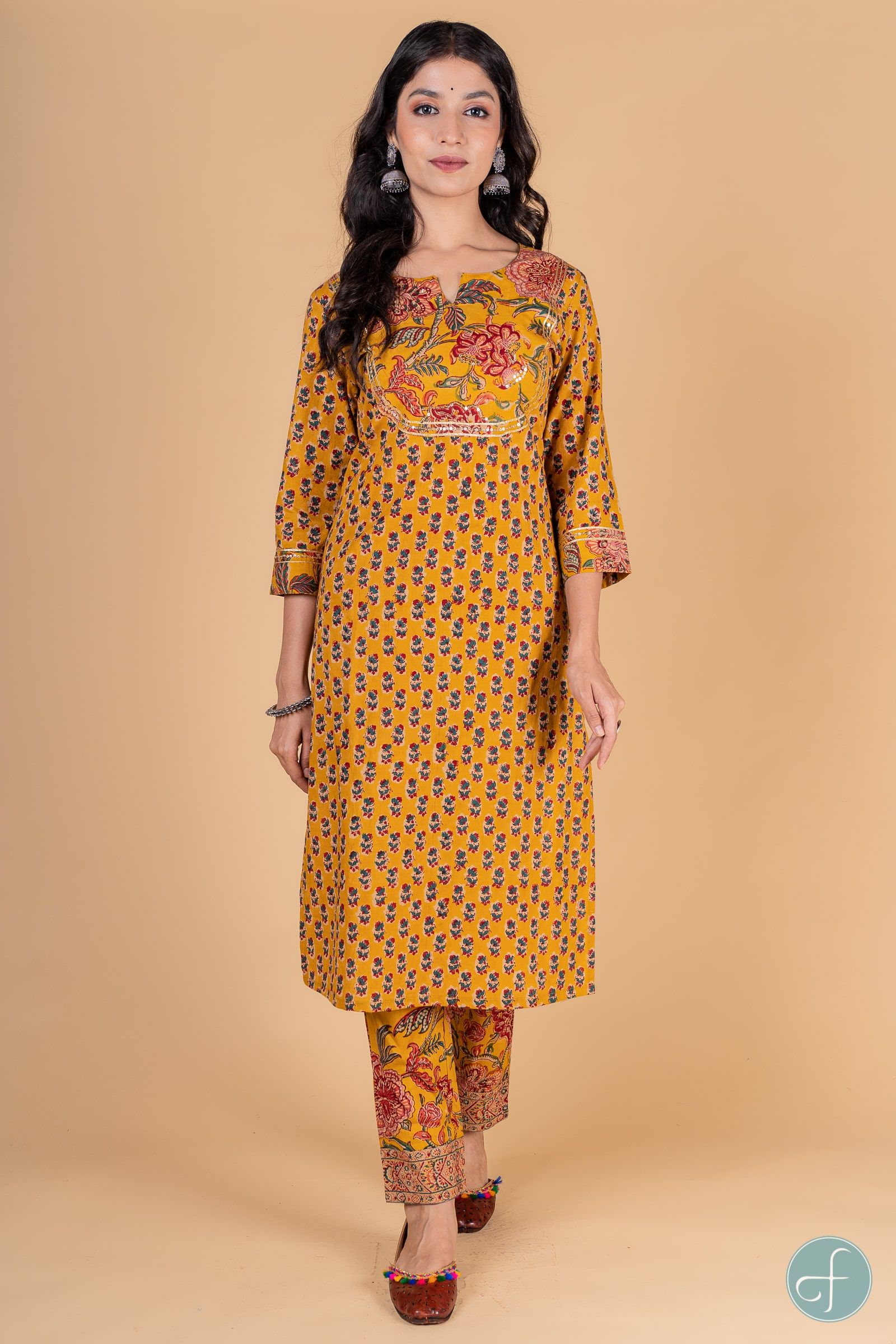 Old Gold Block Printed Kurta 