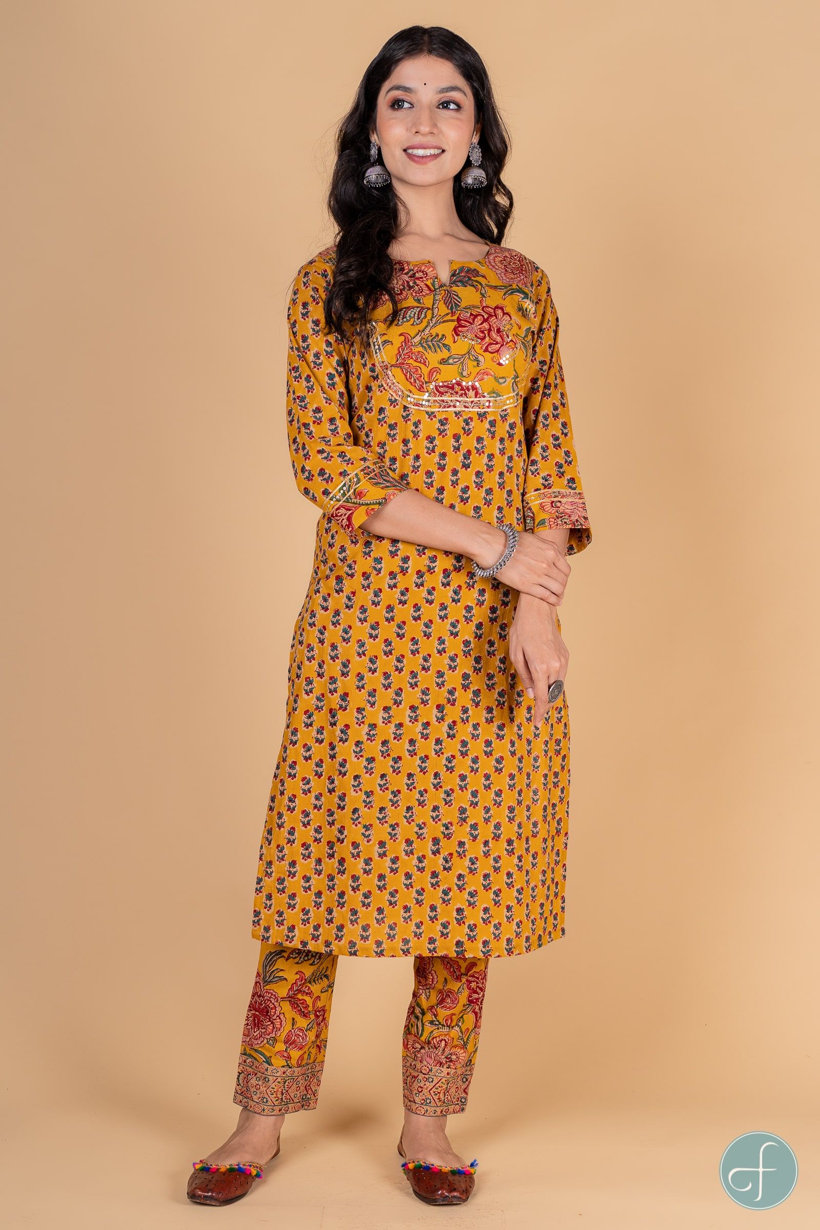 Old Gold Block Printed Kurta 