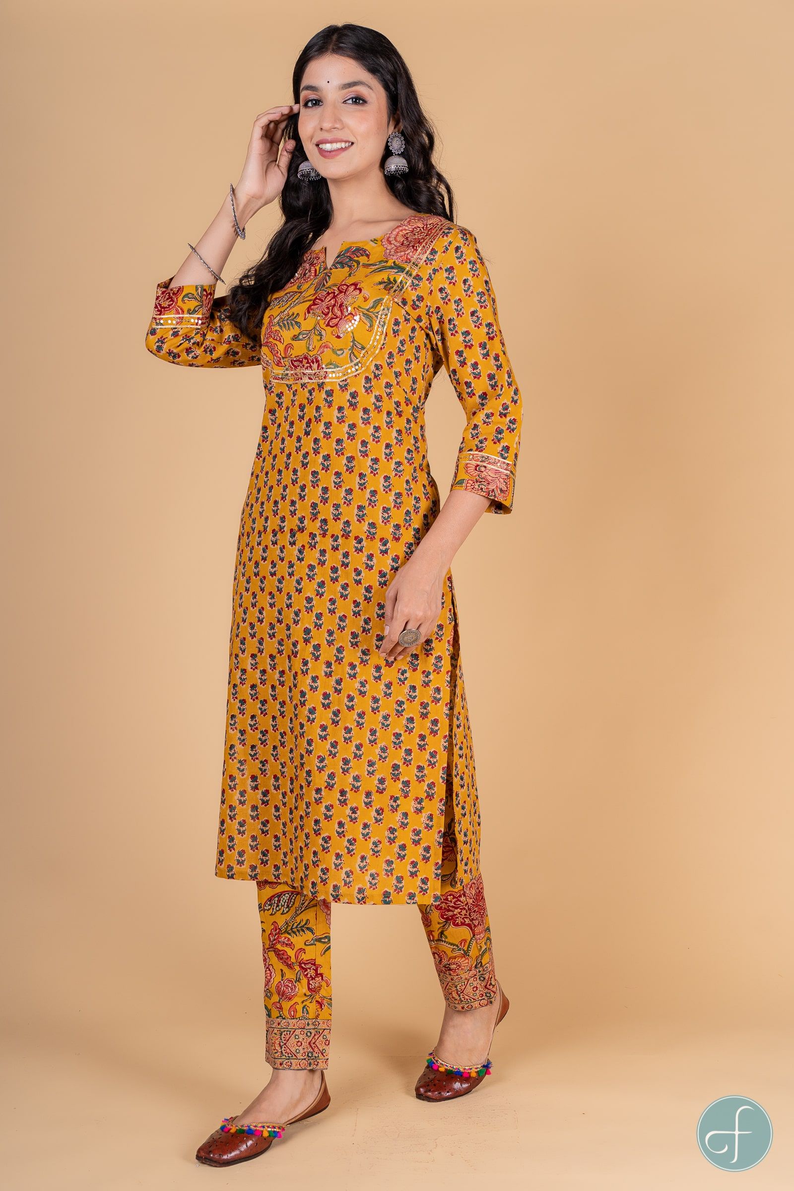 Old Gold Block Printed Kurta 