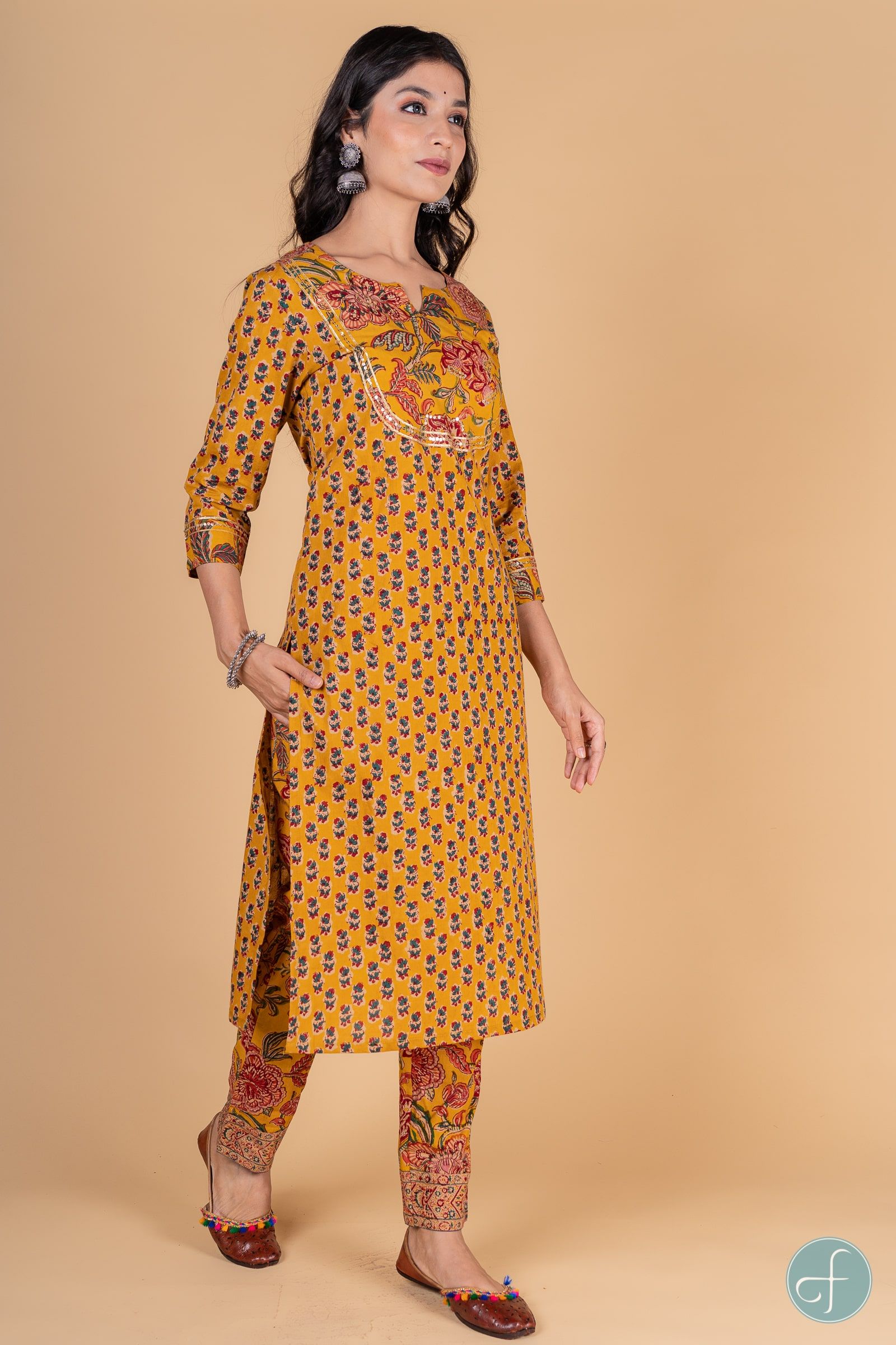 Old Gold Block Printed Kurta 