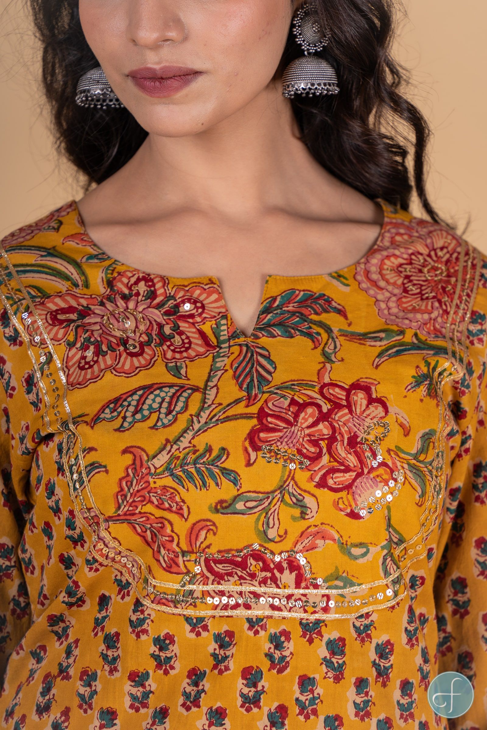 Old Gold Block Printed Kurta 