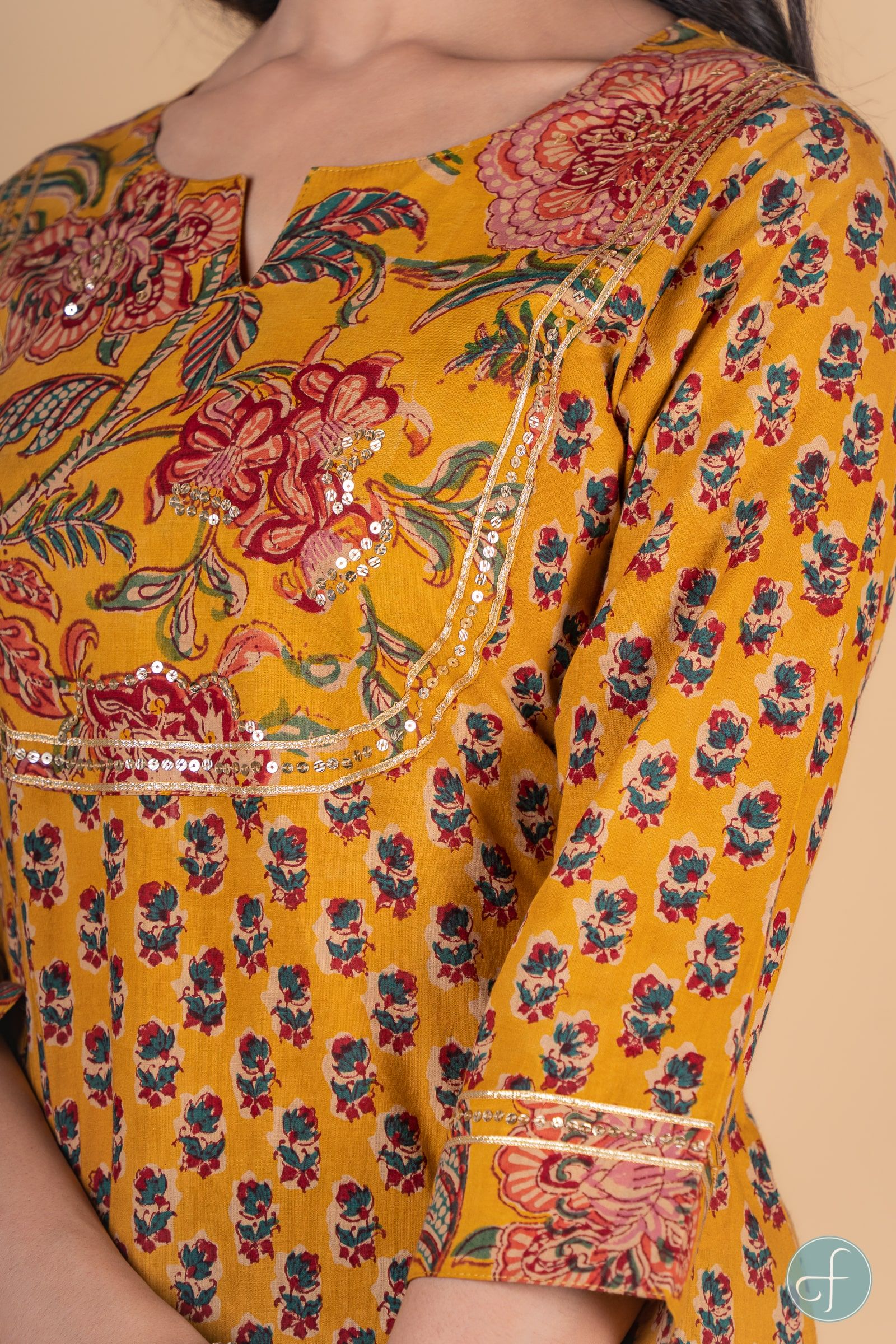 Old Gold Block Printed Kurta 