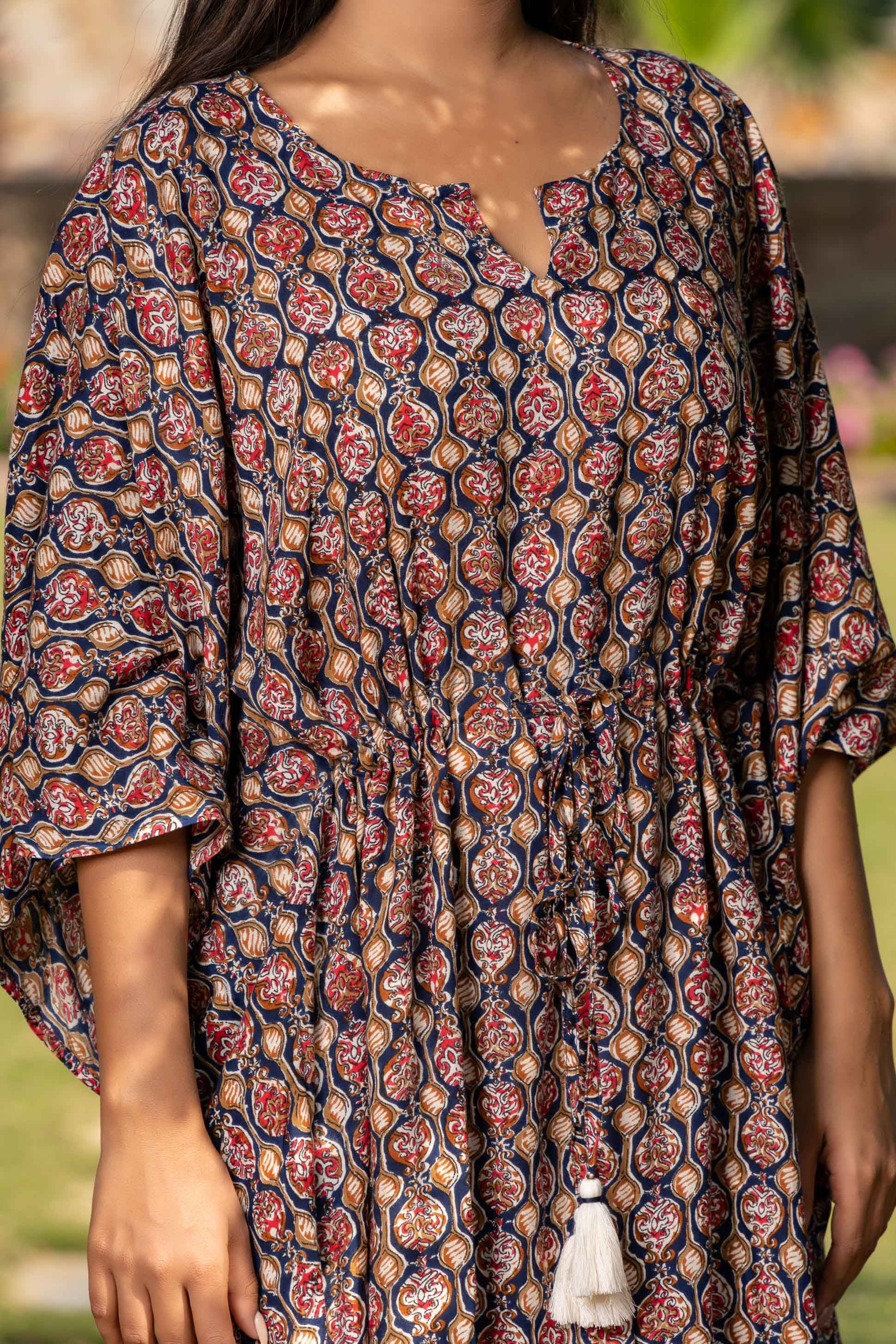 Multicolor Printed Rayon Kaftan