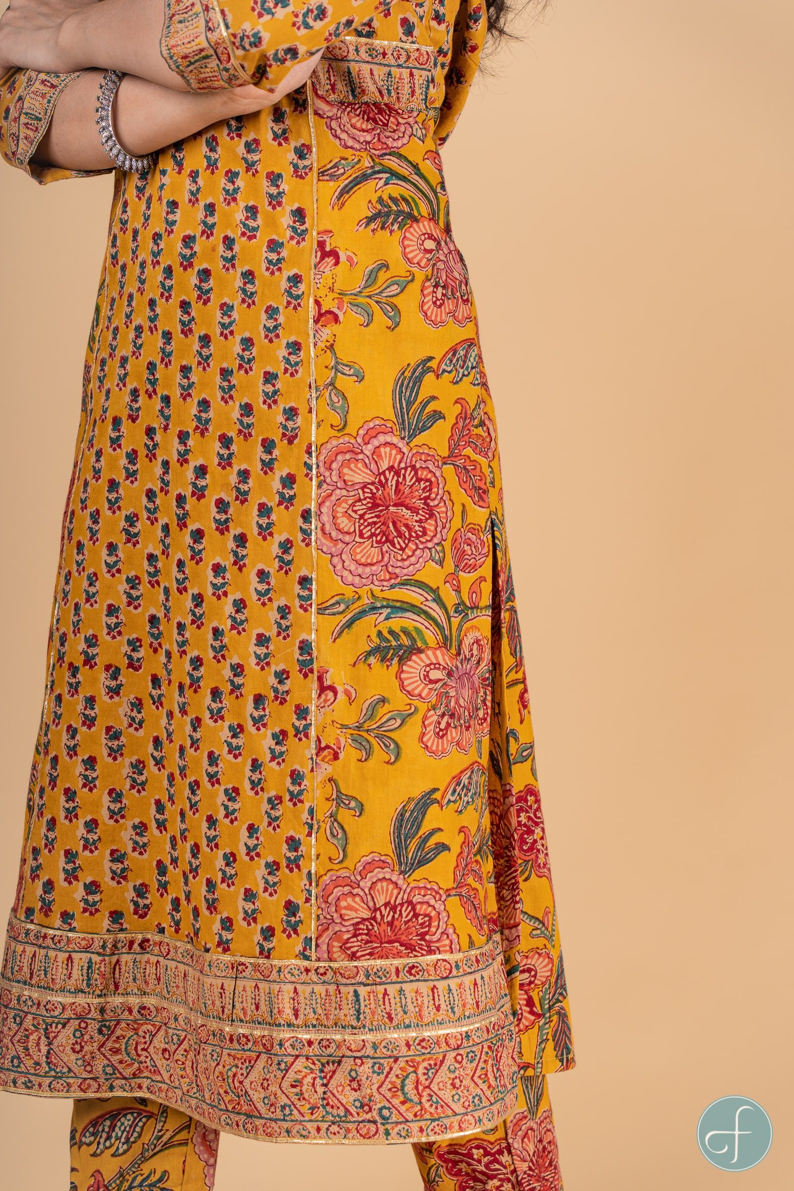 Golden Mustard Block Printed Kurta 