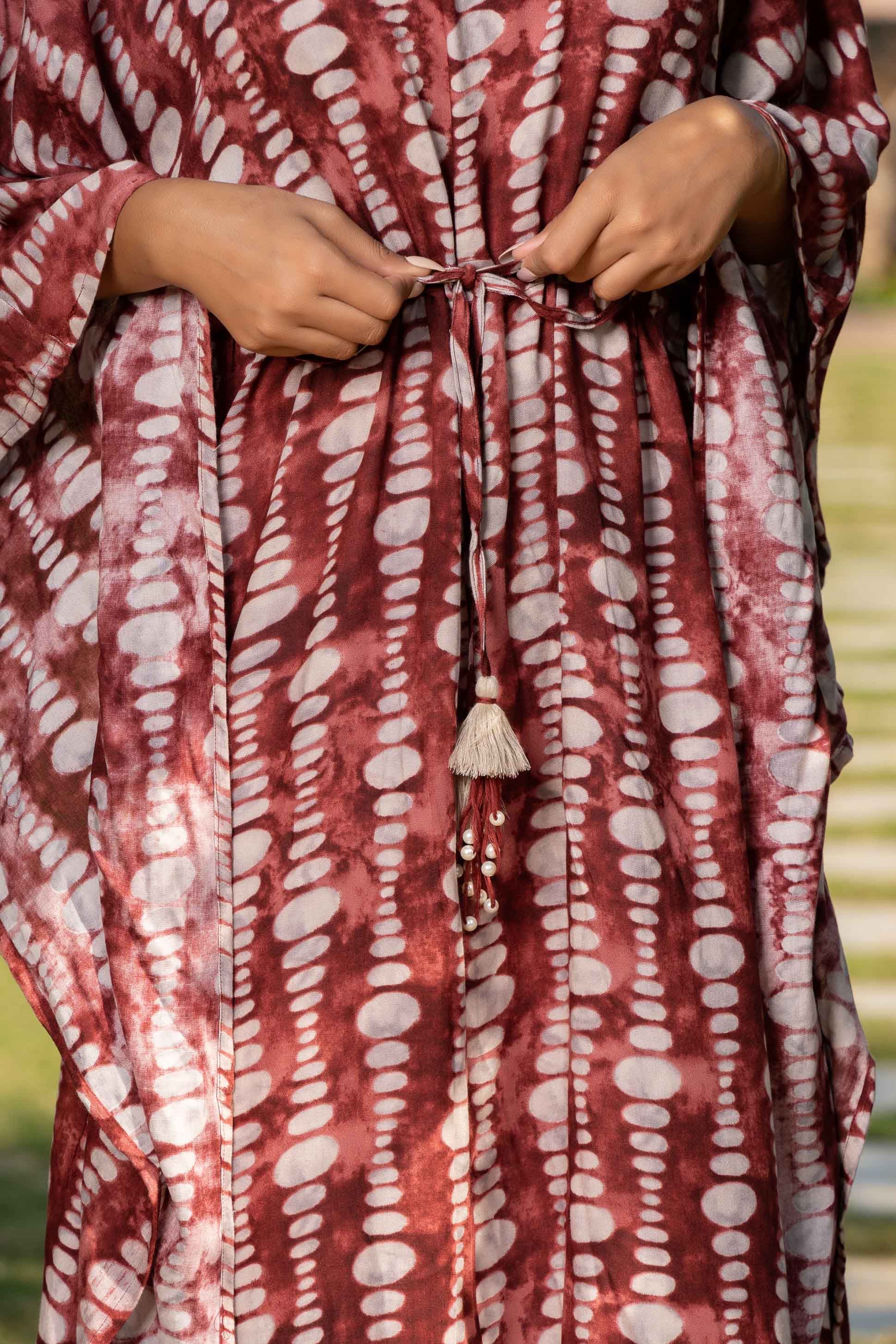 Cocoa Printed Rayon Kaftan