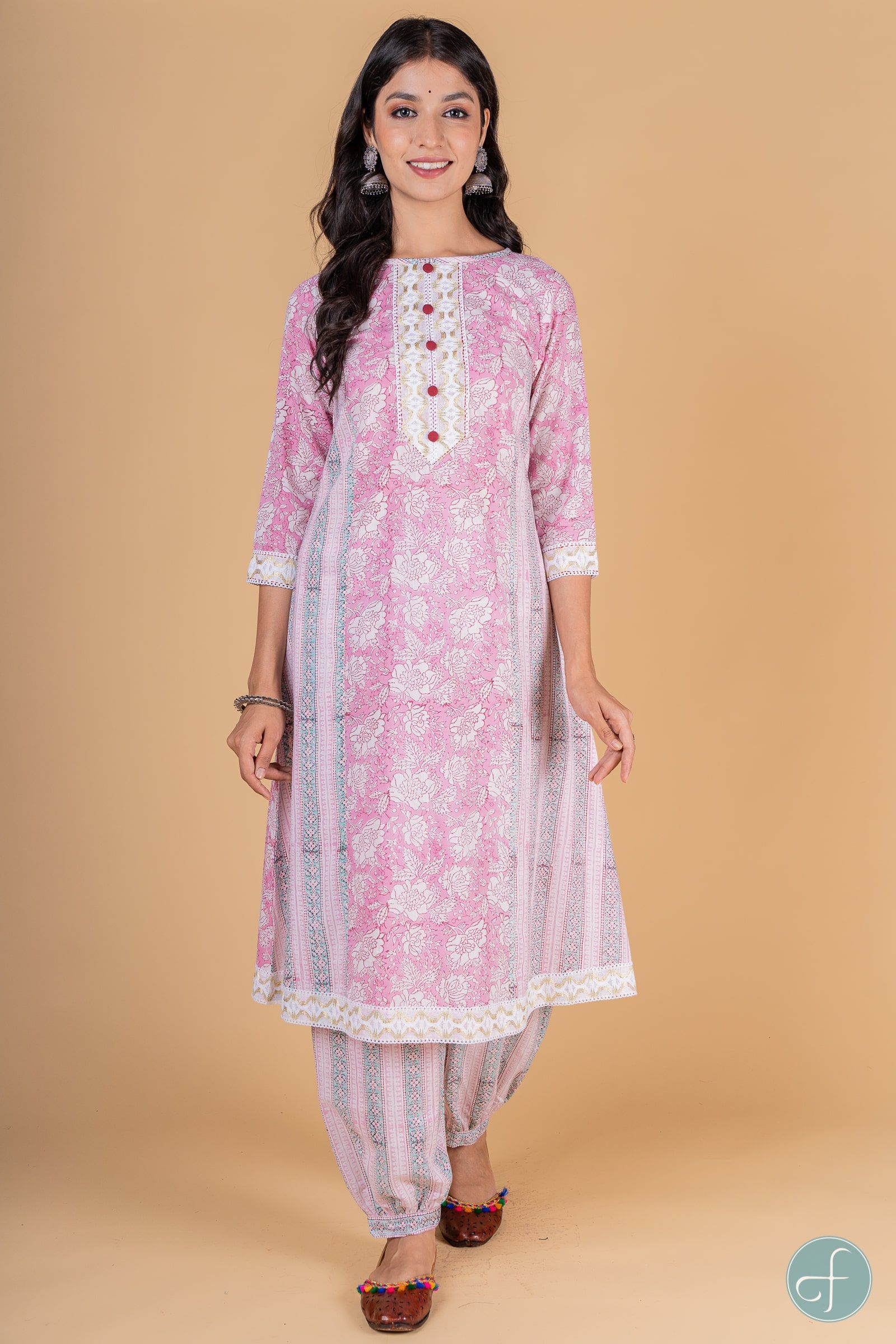 Carnation Pink A Line Kurta 