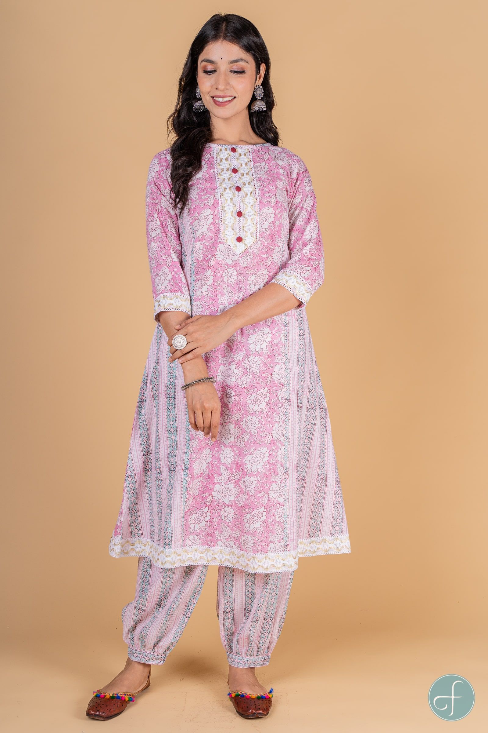 Carnation Pink A Line Kurta 