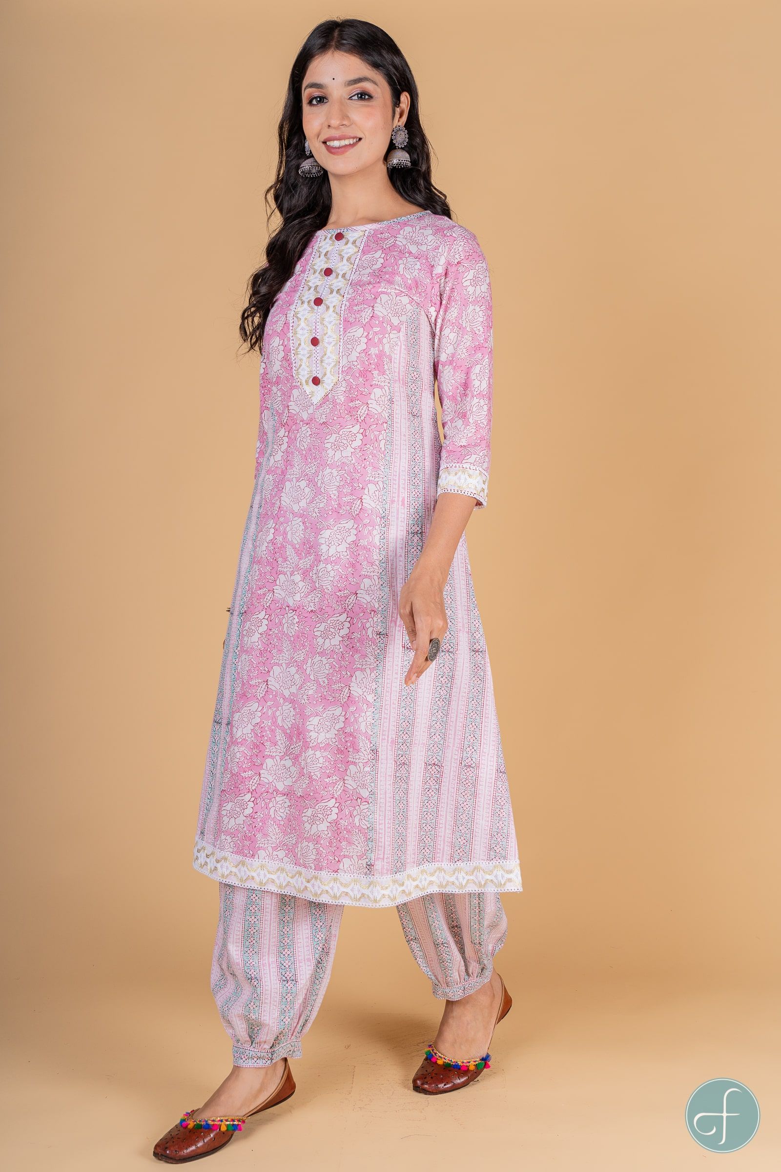 Carnation Pink A Line Kurta 