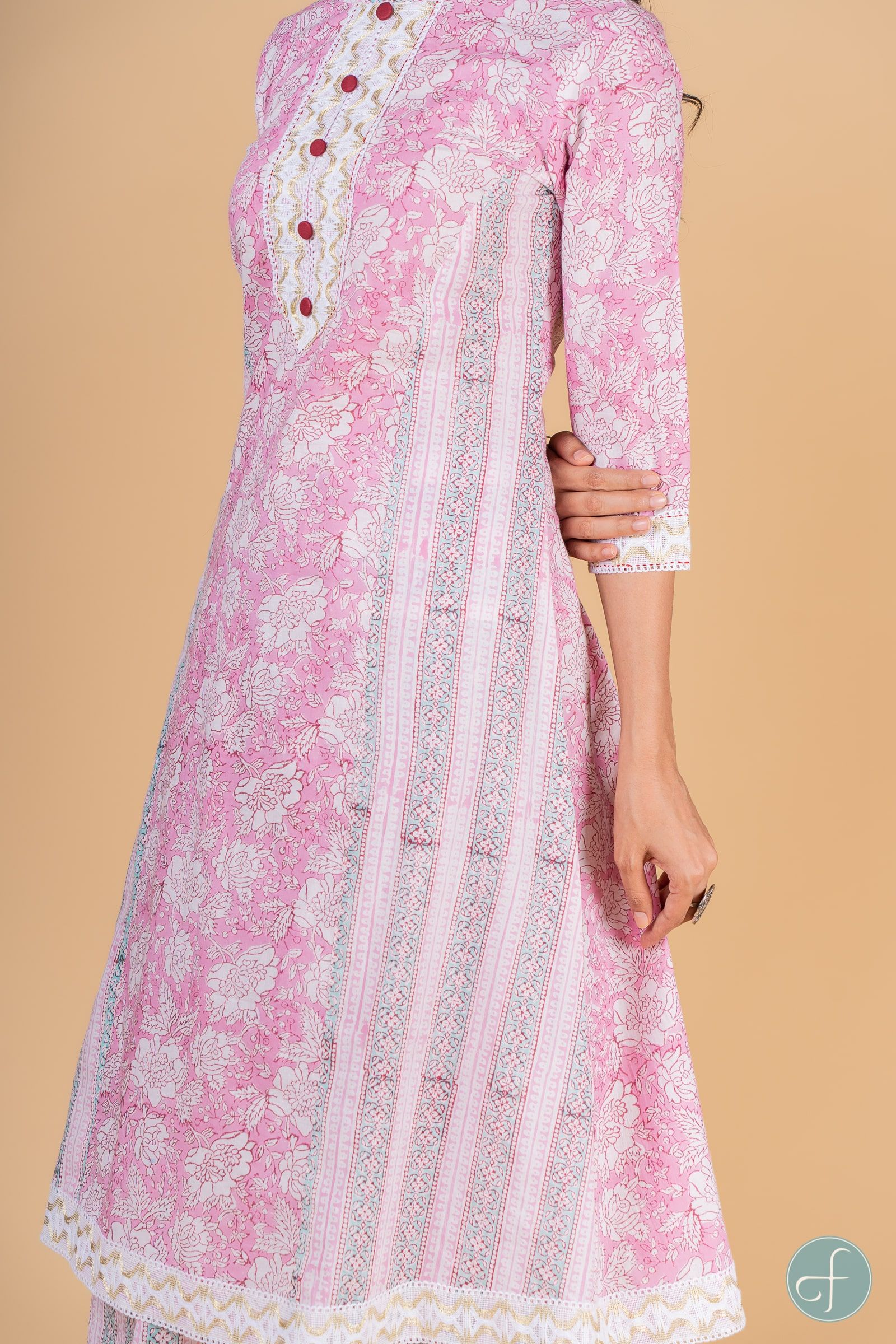 Carnation Pink A Line Kurta 