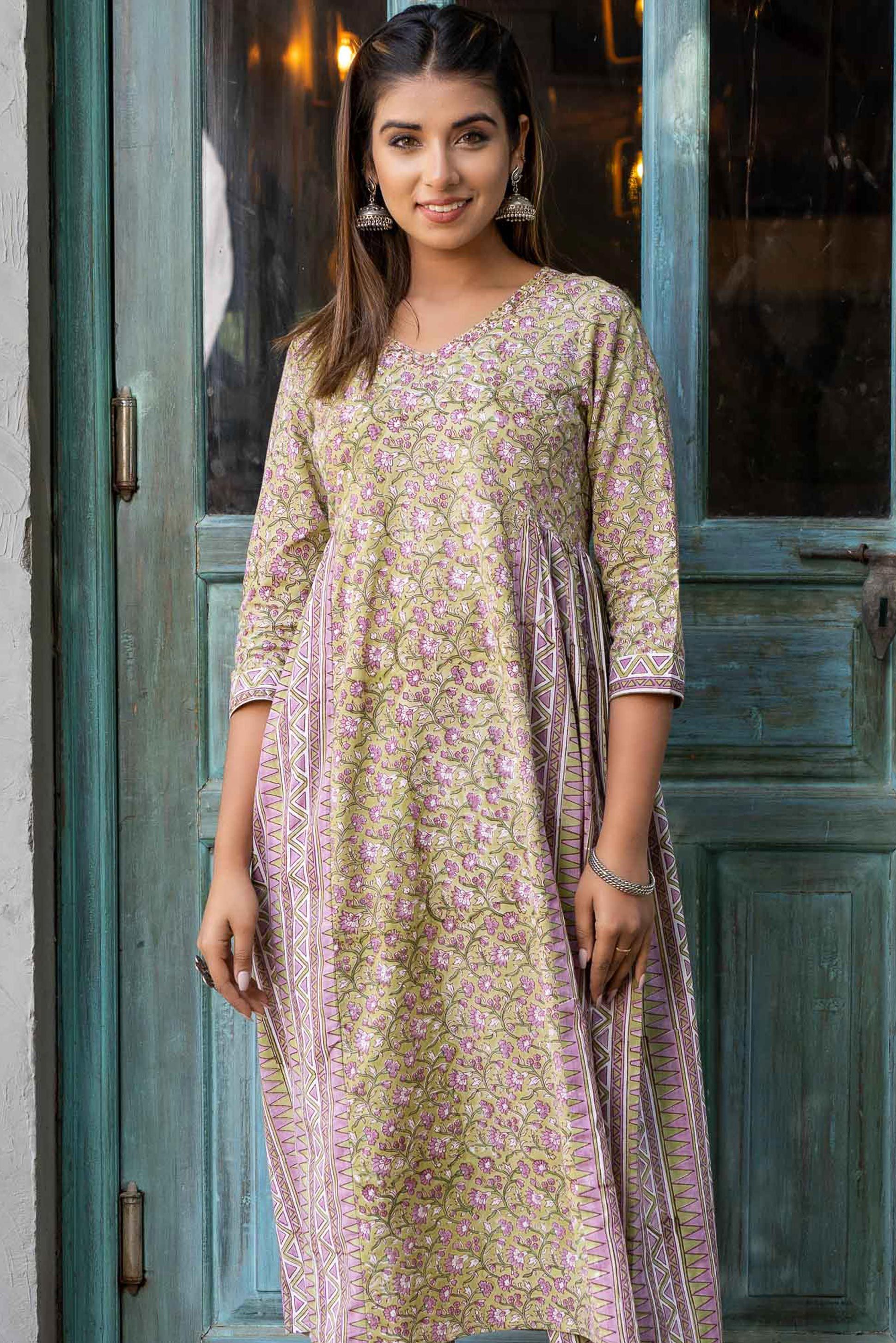  Pastel Green Gather Kurta 