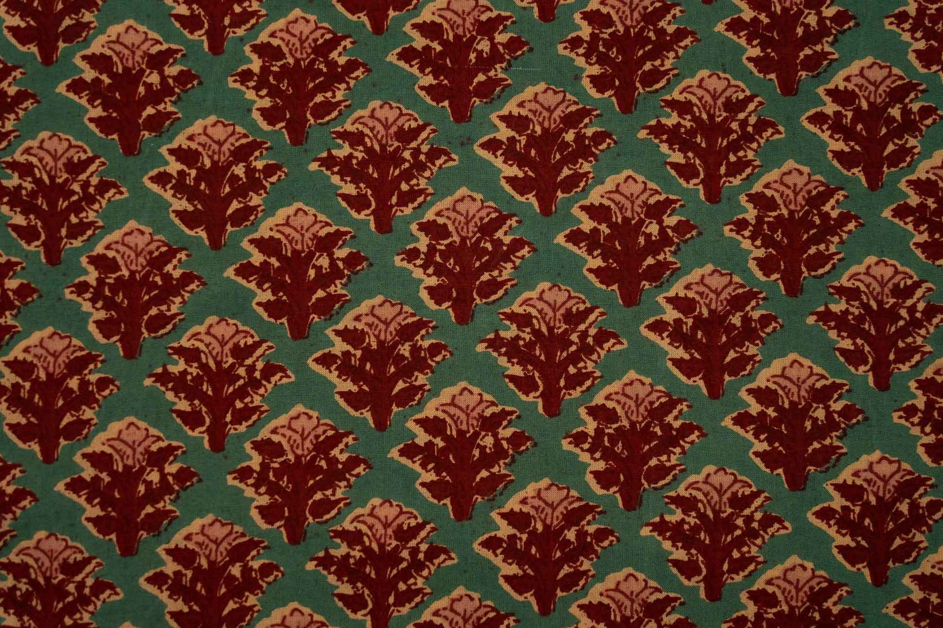 Red Green Printed Cotton Fabric