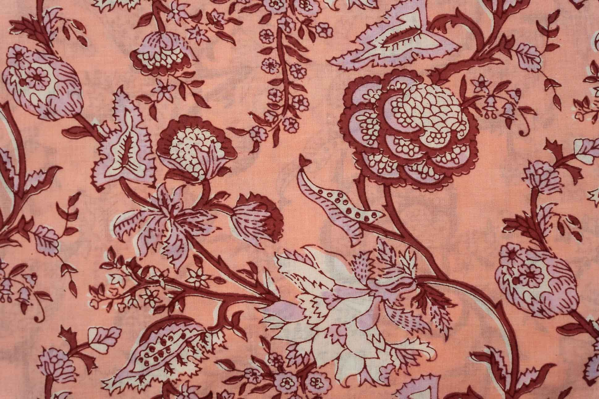 Peach Floral Printed Fabric