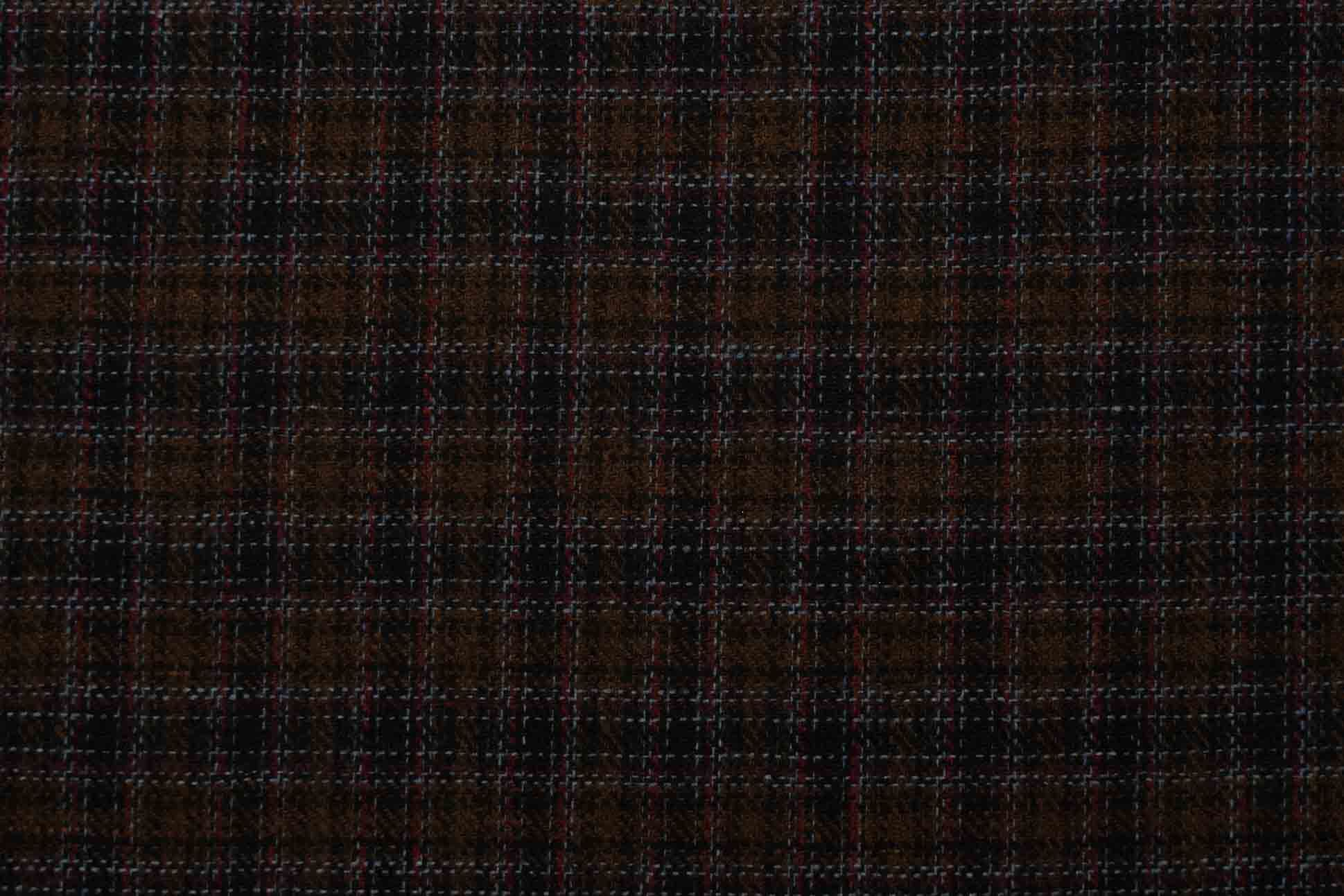 Brown Checks Tweed Wool Fabric