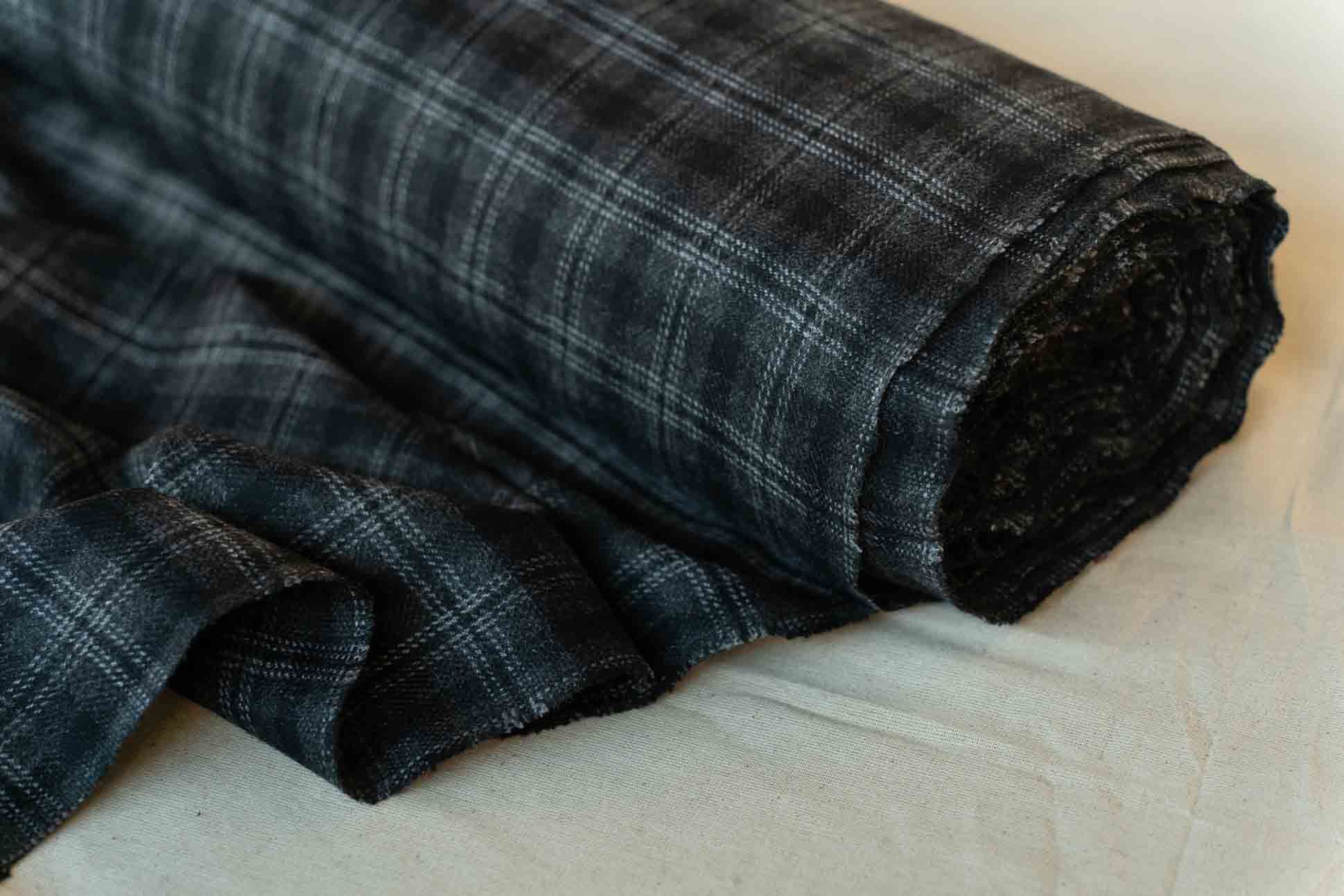 Grey Checks Tweed Wool Fabric