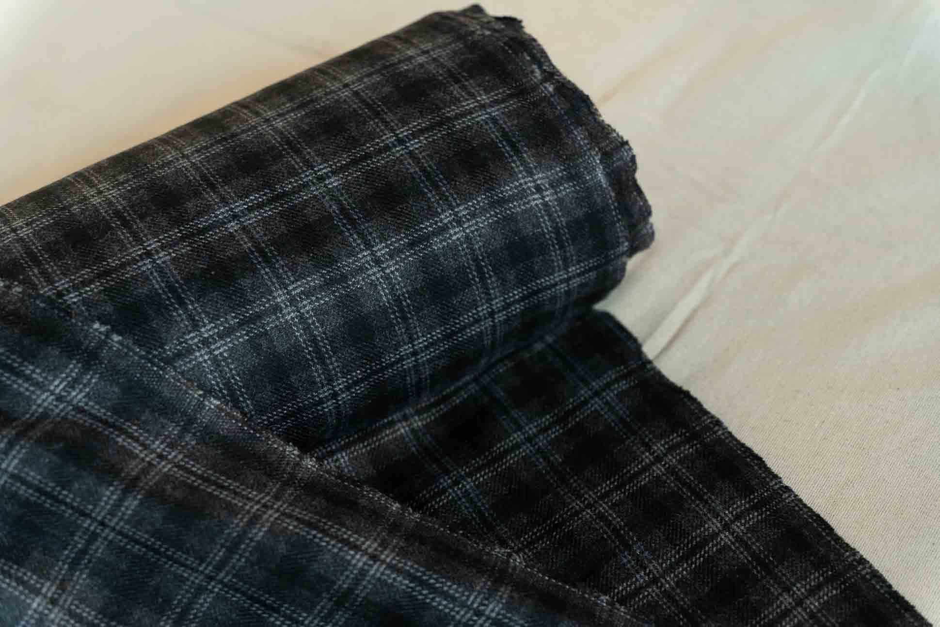 Grey Checks Tweed Wool Fabric