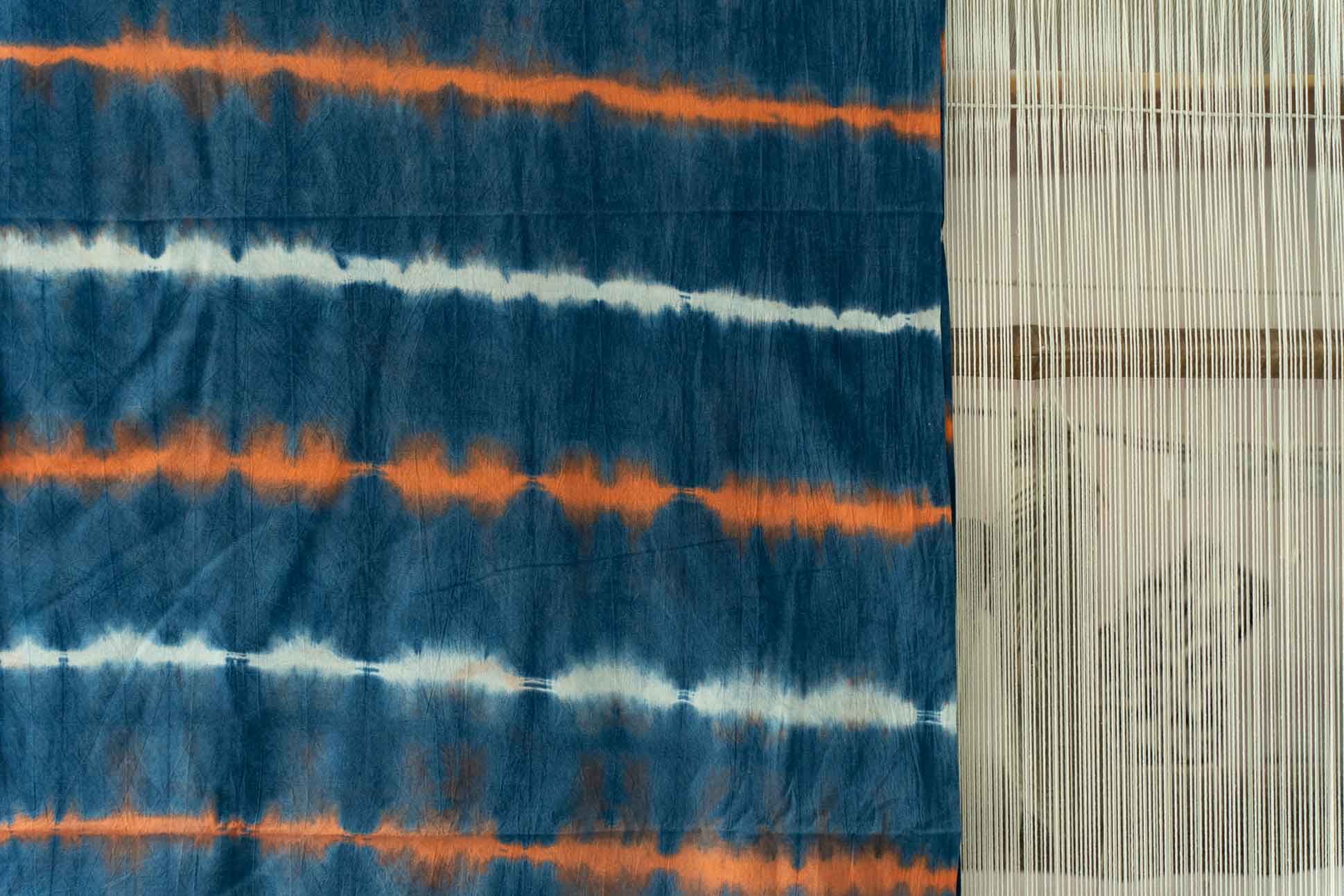 Striped Shibori Clamp Dye Cotton Fabric