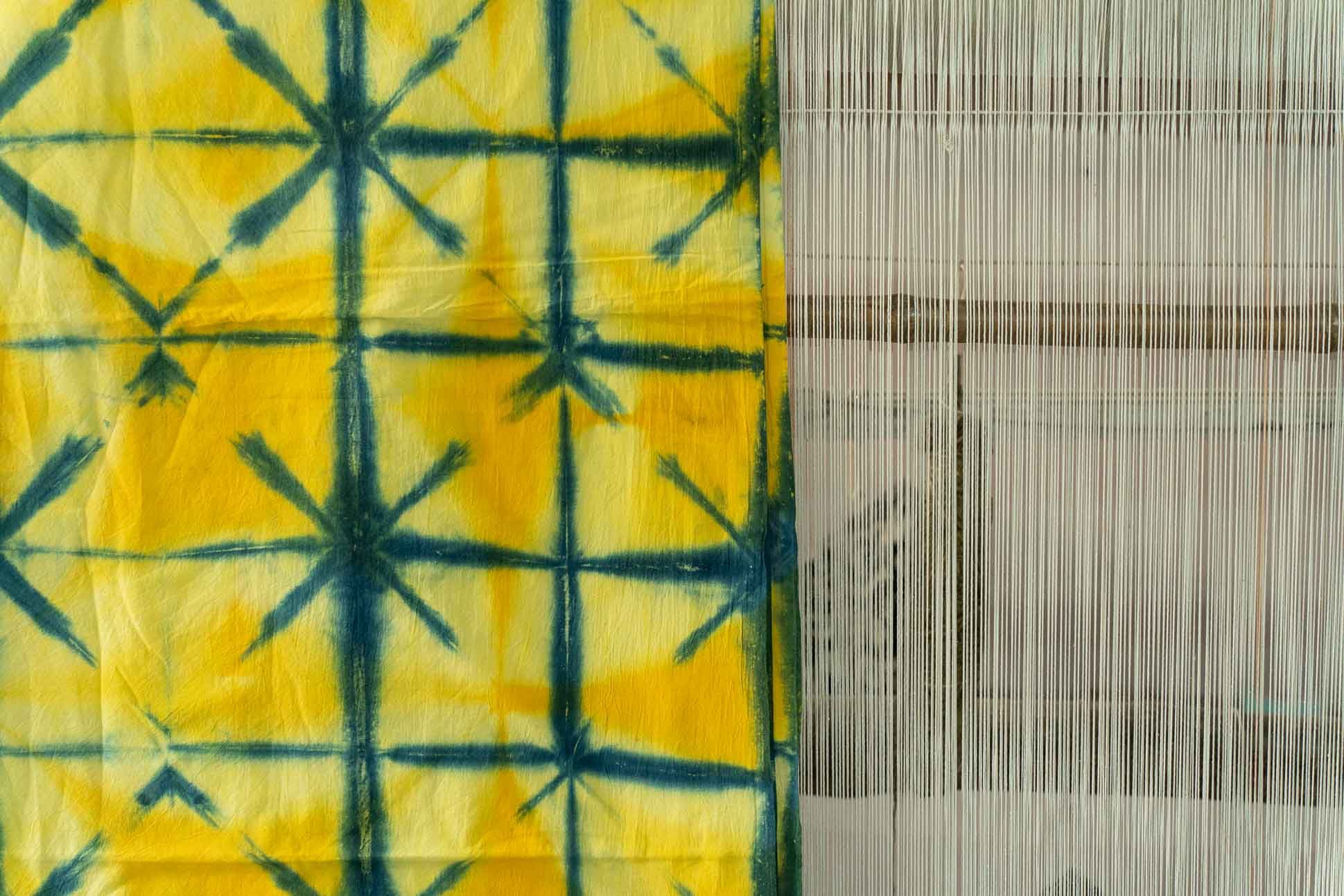 Yellow Green Shibori Clamp Dye Fabric