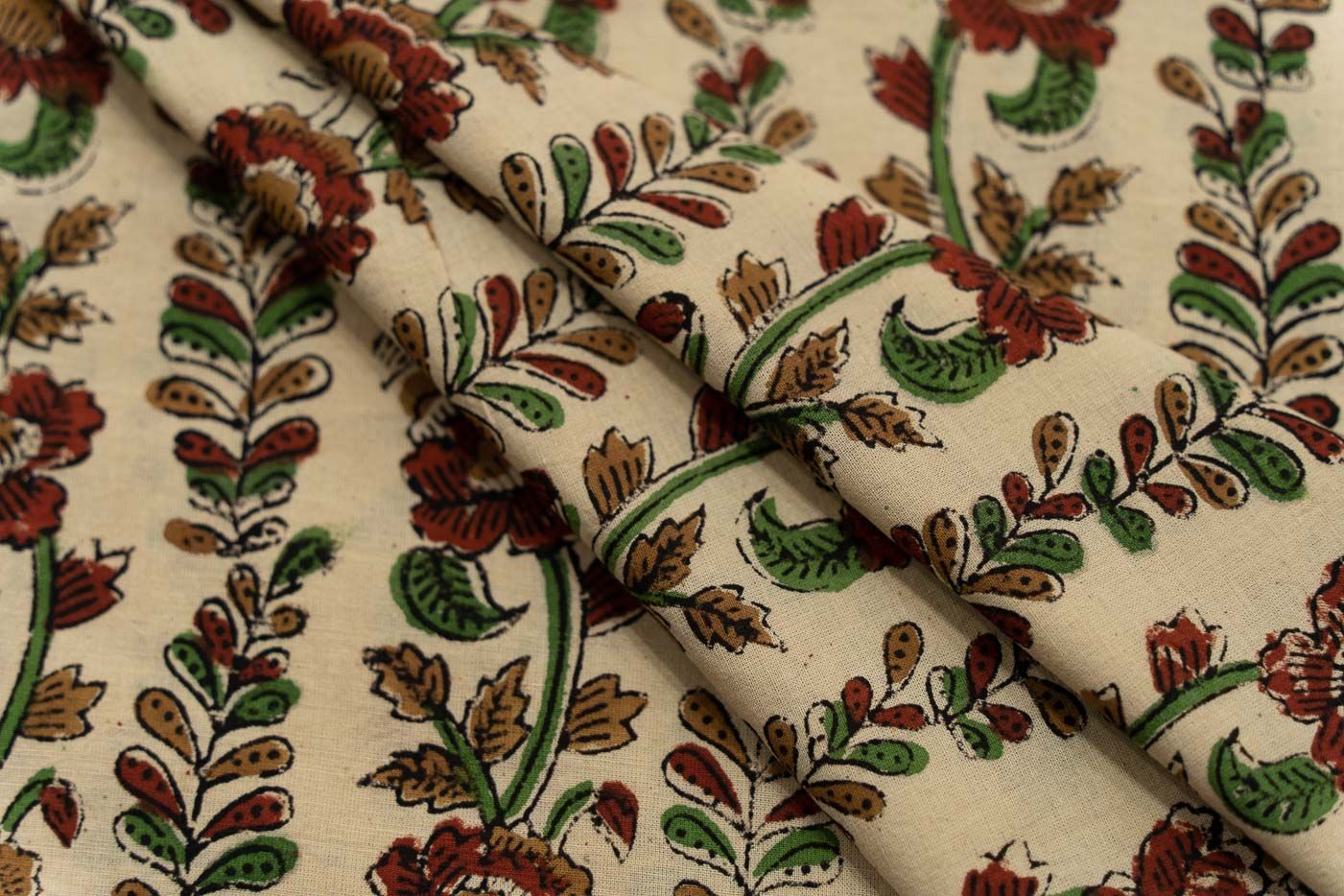 Bagru Floral Hand Block Printed Fabric