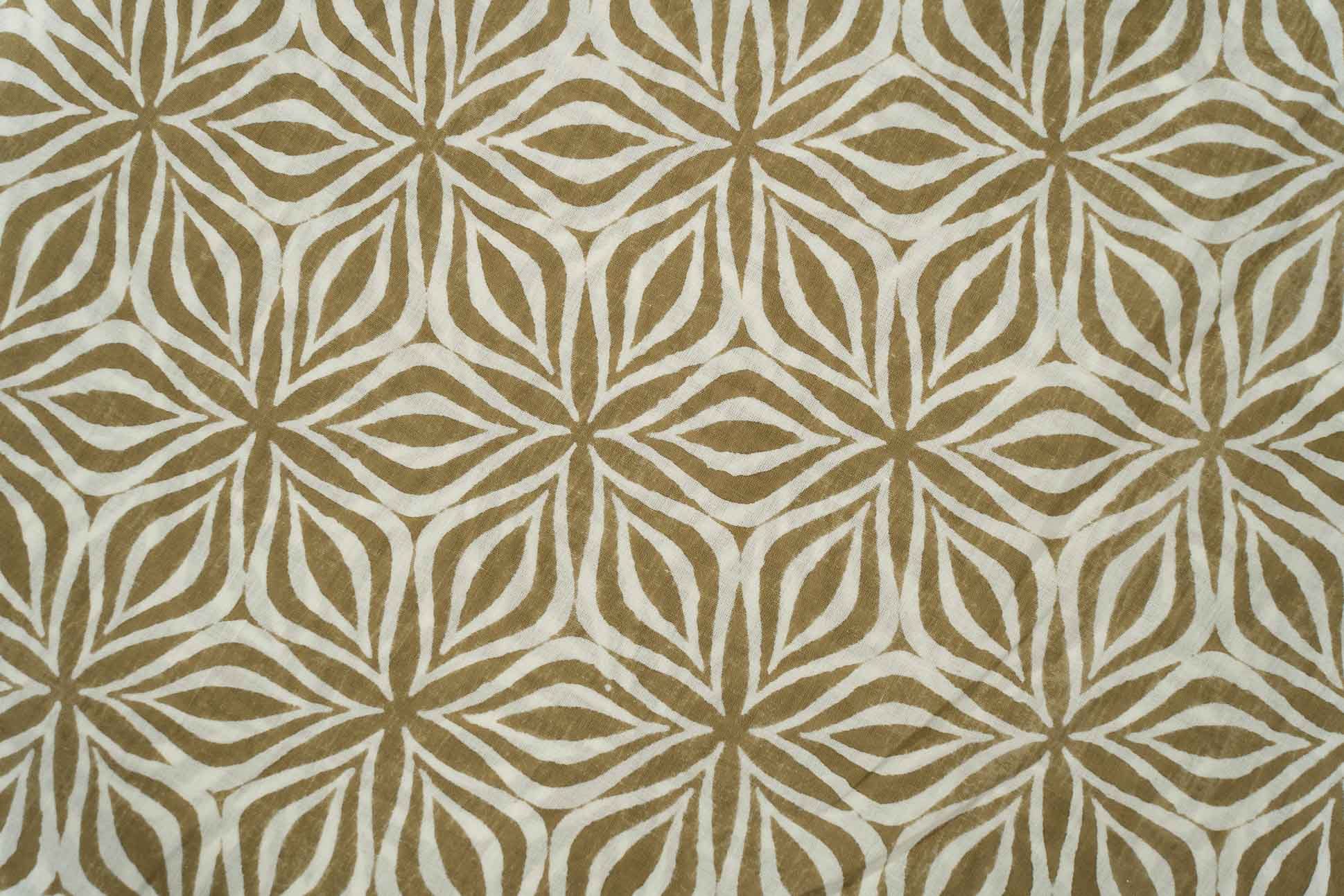 White Brown Printed Cotton Fabric