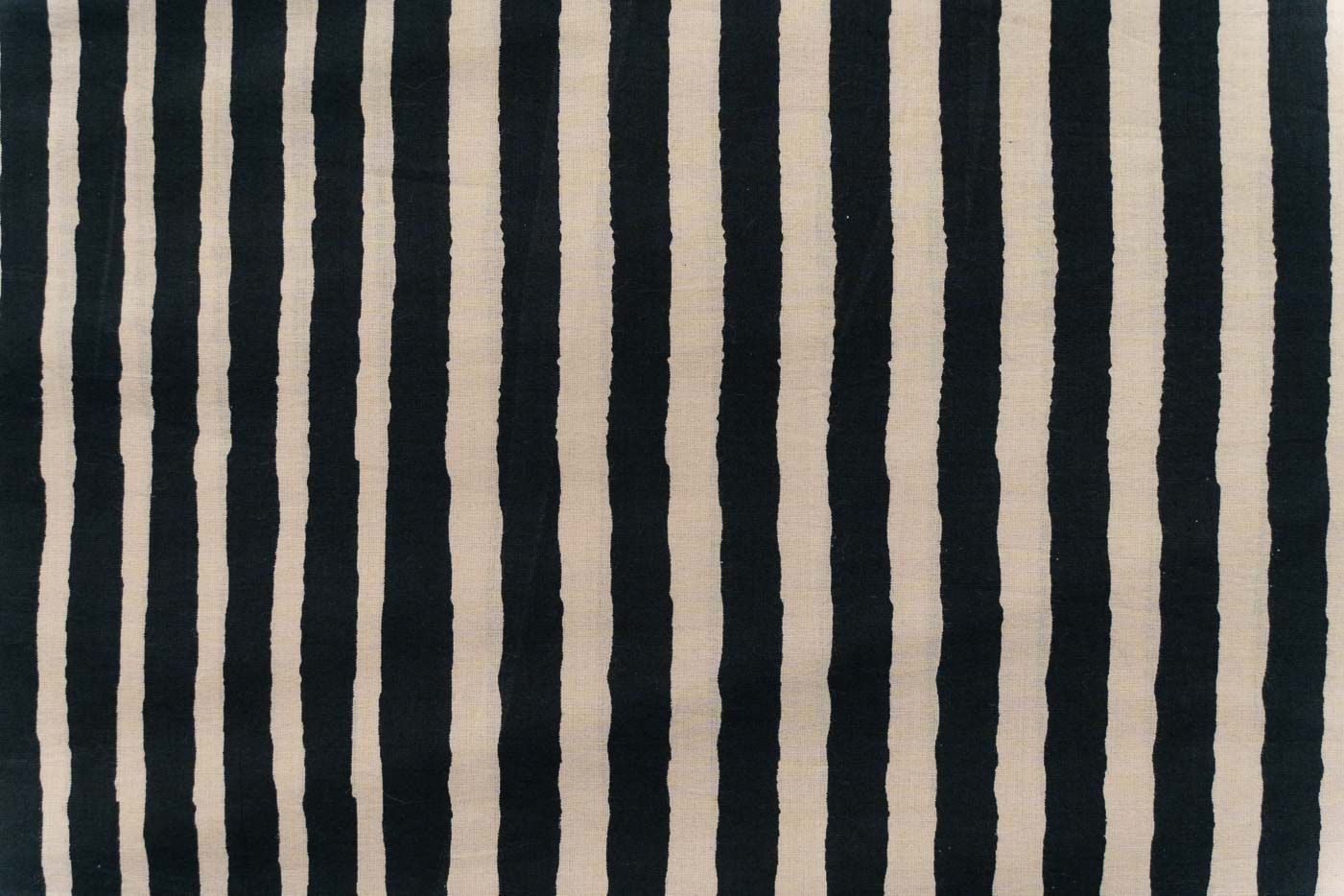 Black Stripes Block Printed Fabric