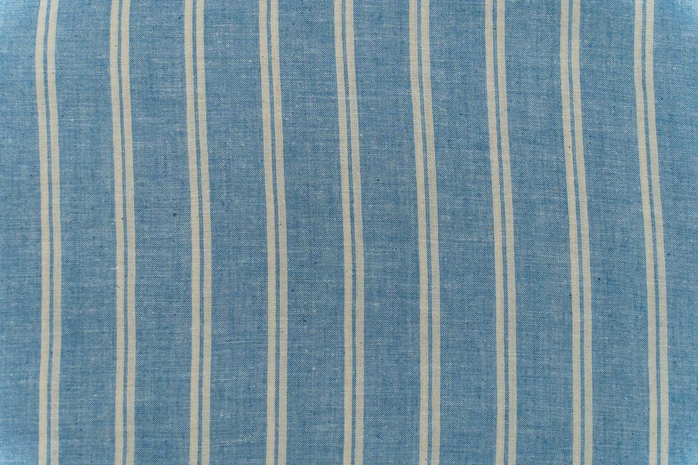 Blue Striped Khari Cotton Fabric