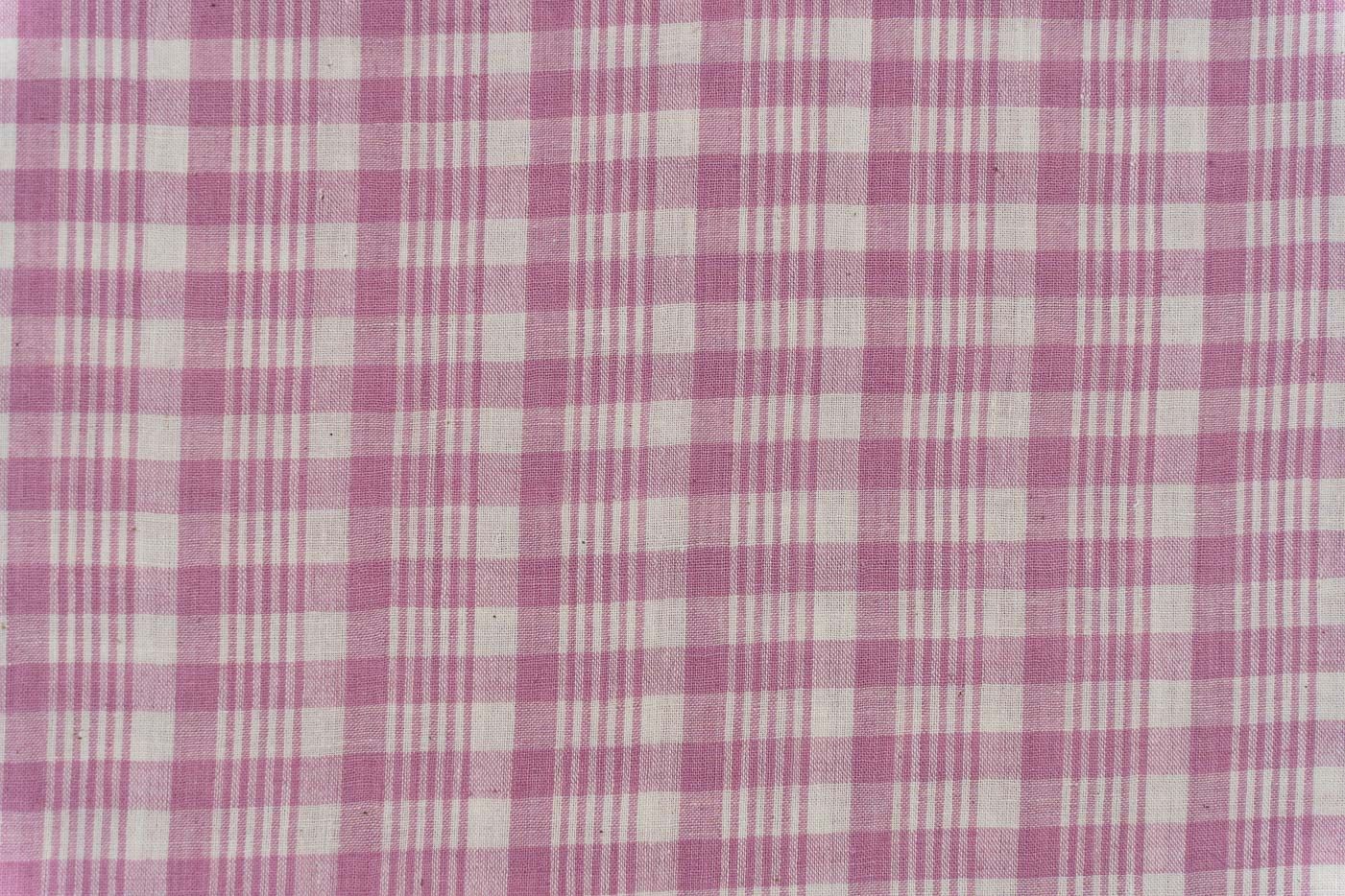 Pink Checks Khari Cotton Fabric