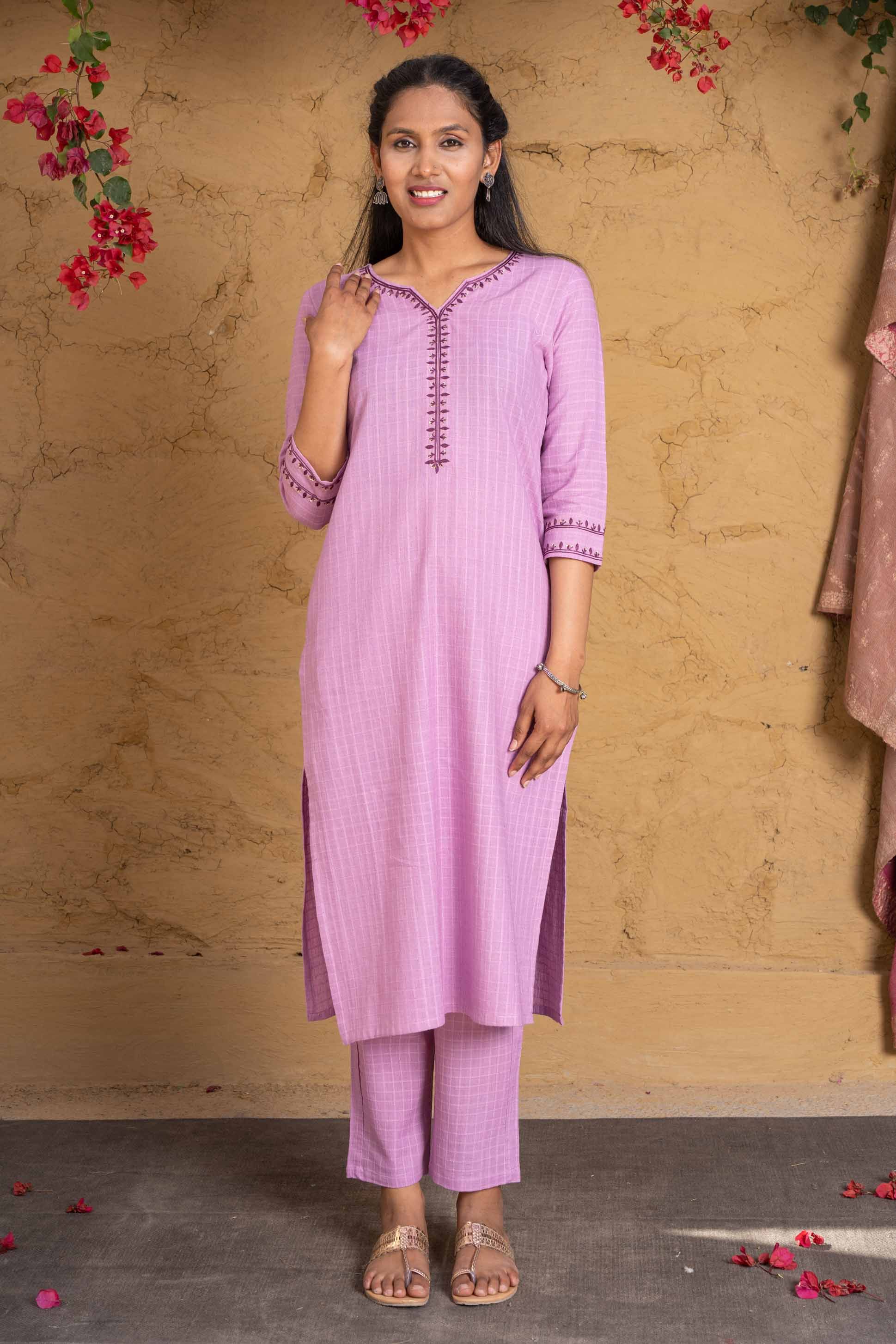 Regal Orchid Khari Cotton Kurta 