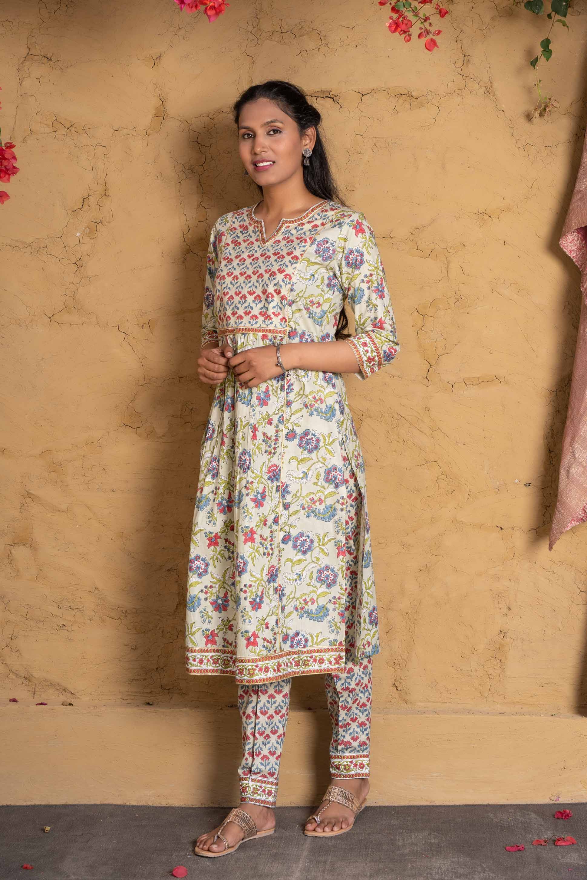 Meadow  Green Block Printed Kurta 