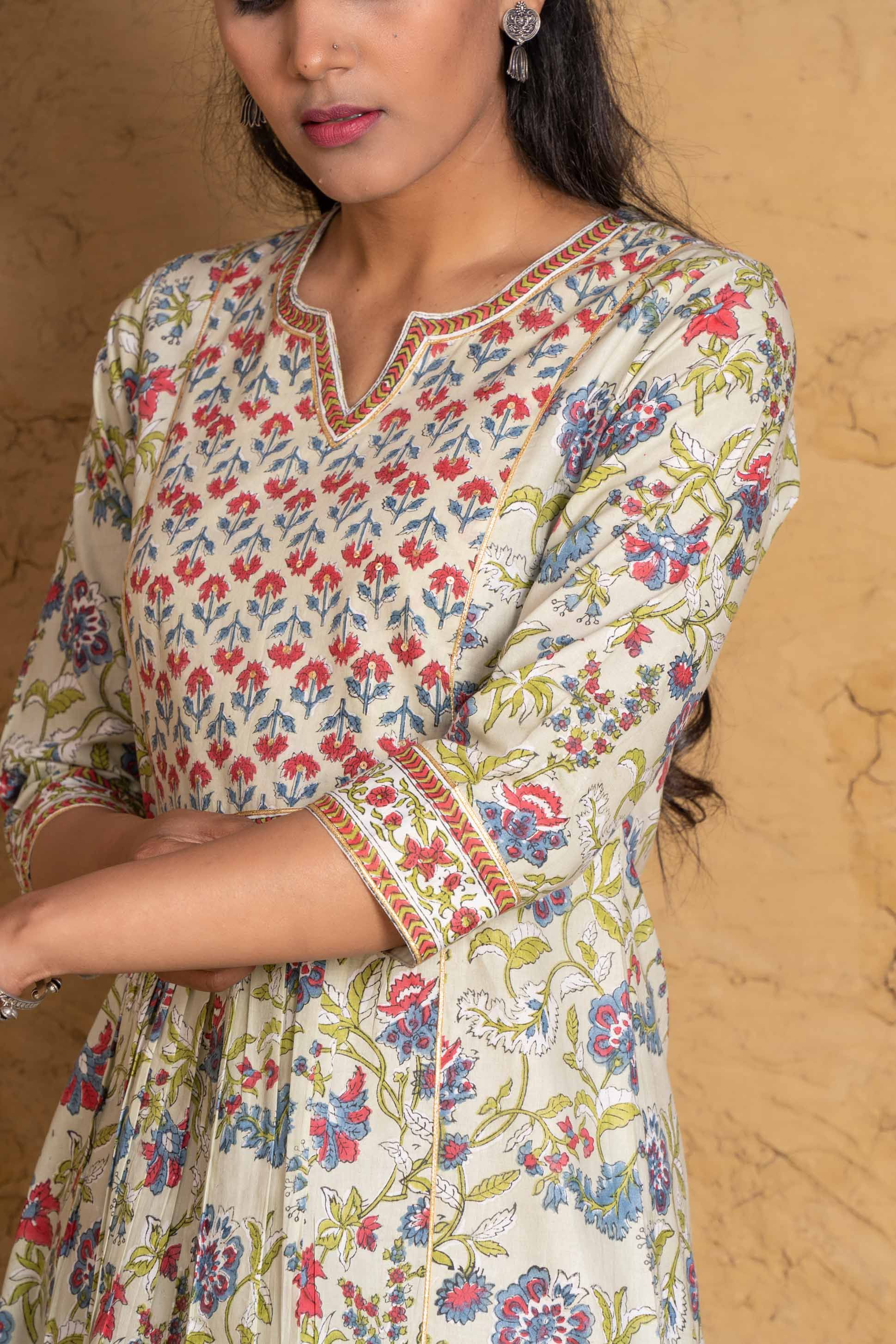 Meadow  Green Block Printed Kurta 