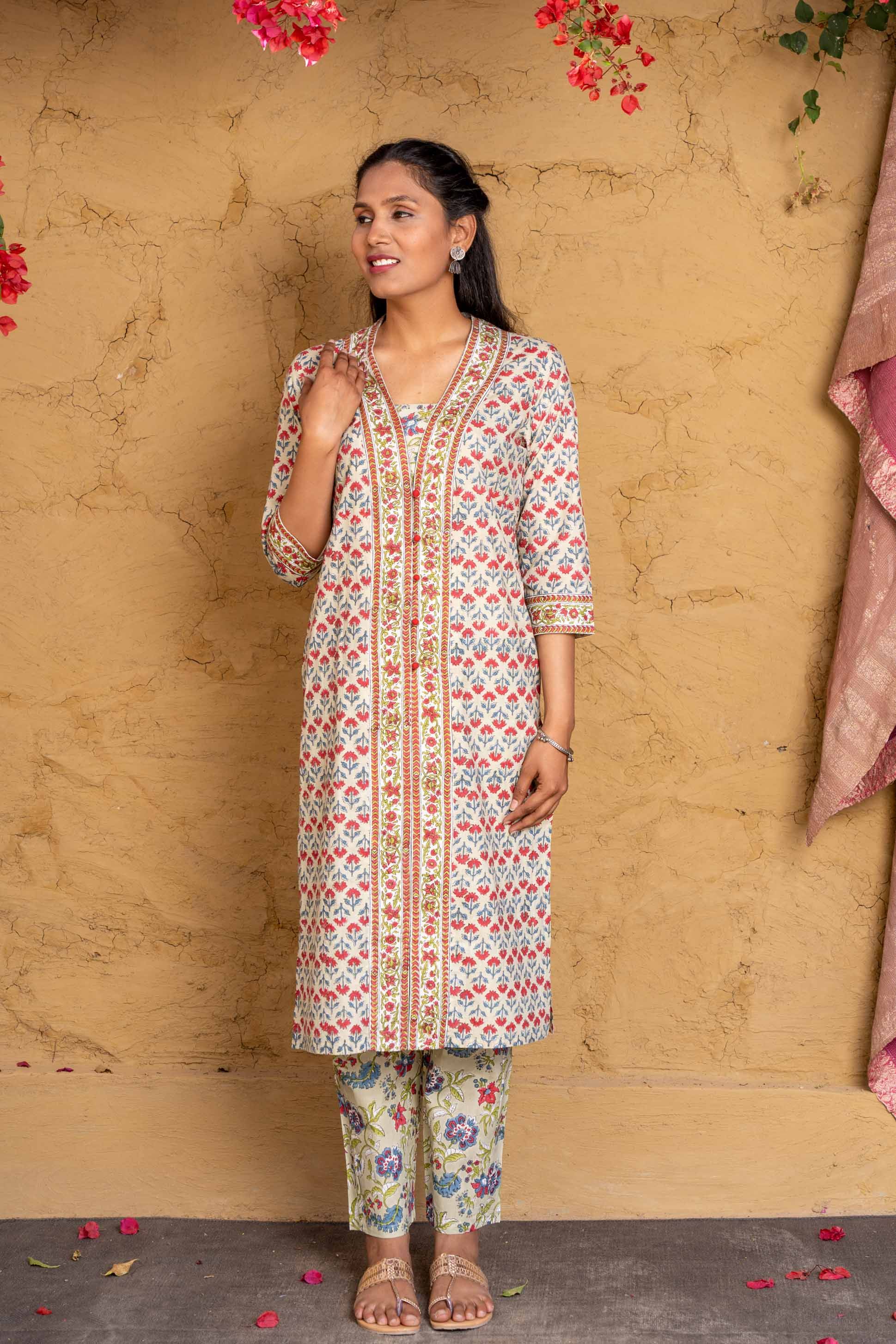 Misty Jade Block Printed Kurta 