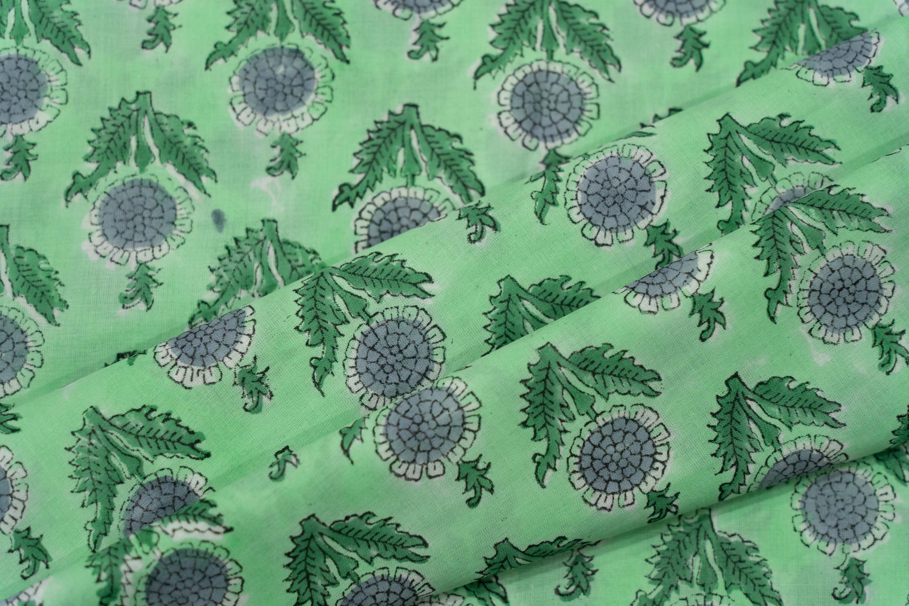 Spring Bud Block Printed Cotton Fabric