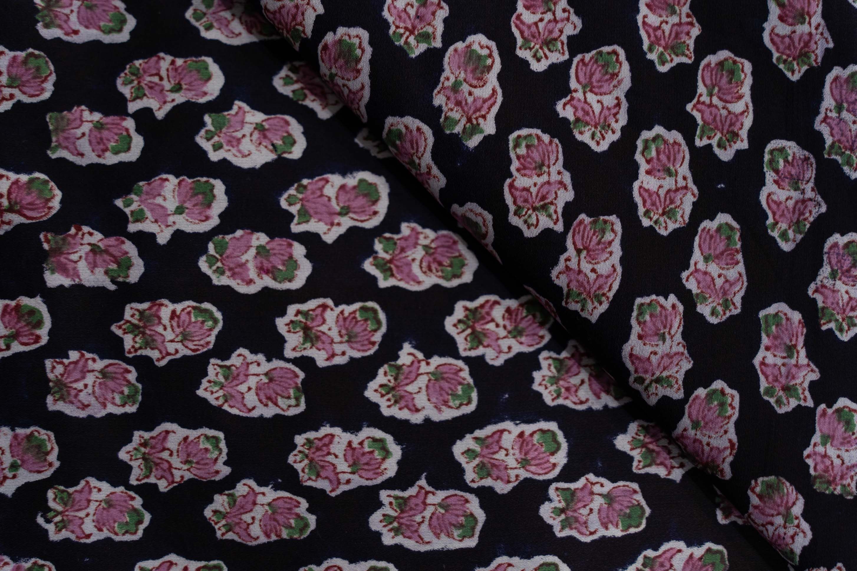 Bean Floral Hand Block Printed Fabric