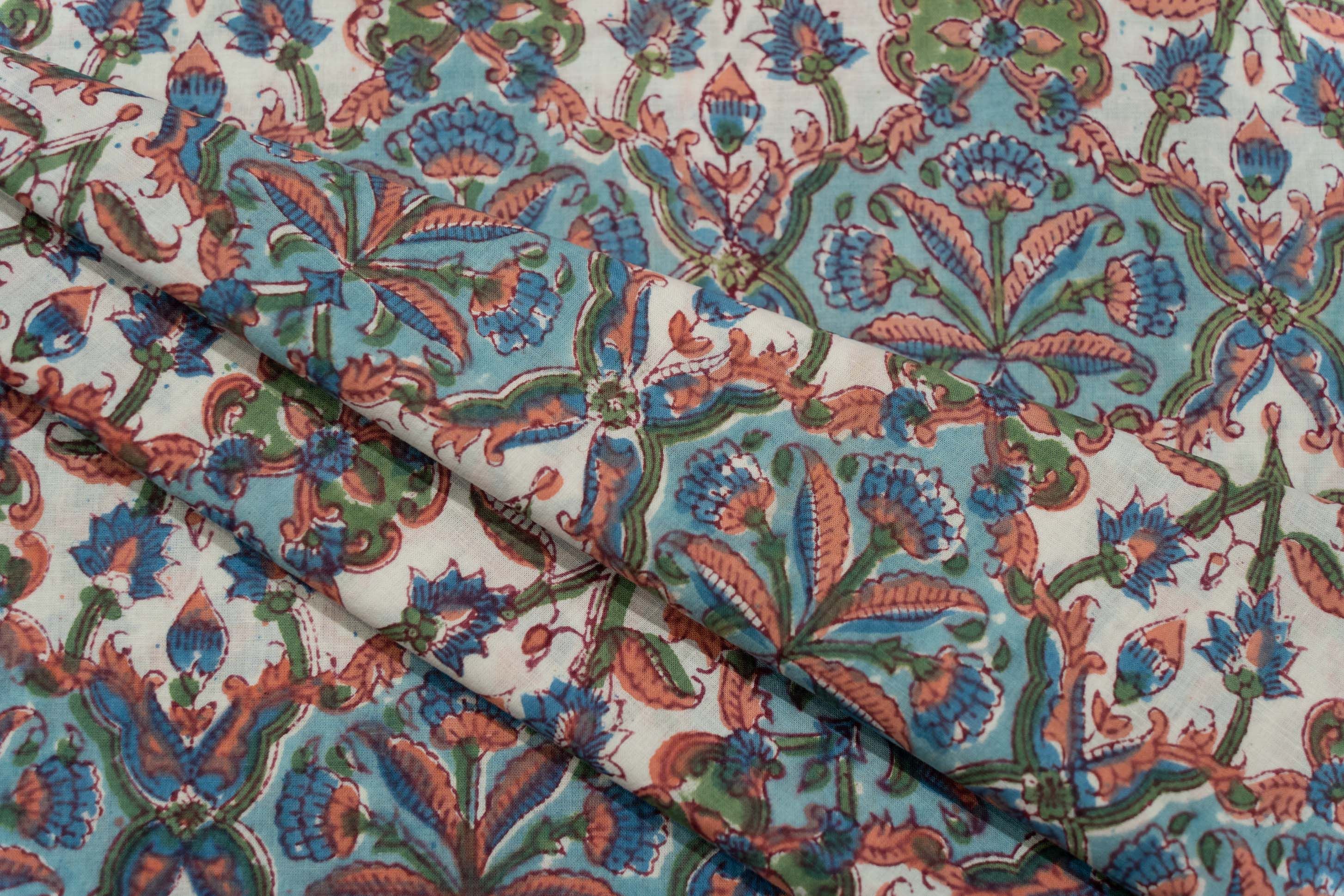 Multicolor Block Printed Cotton Fabric