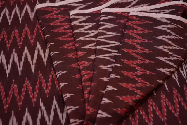 Maroon Handloom Fine Ikat Fabric