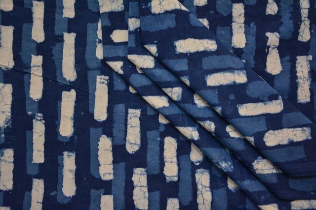 Indigo Block Print Cotton Fabric