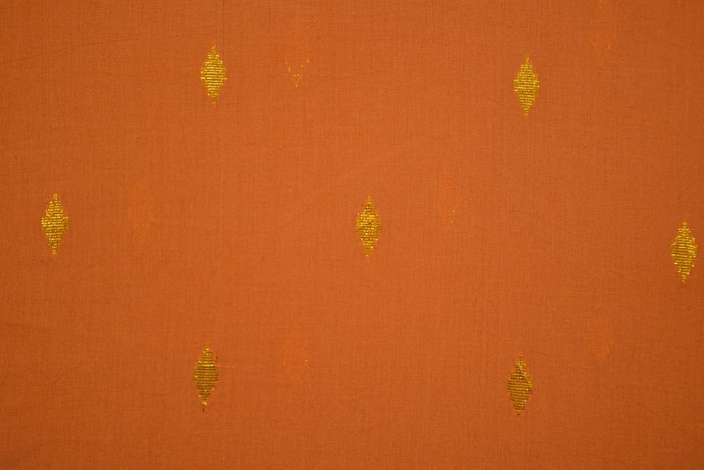 Dusty Orange Golden Zari Buti Cotton Fabric