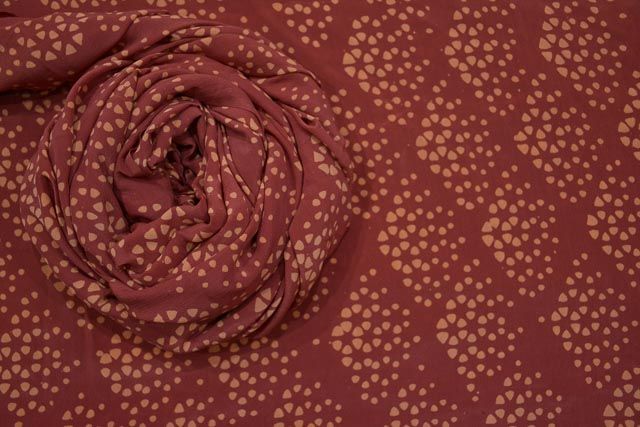 Brick Red Diamond Pure Crepe Silk Fabric 