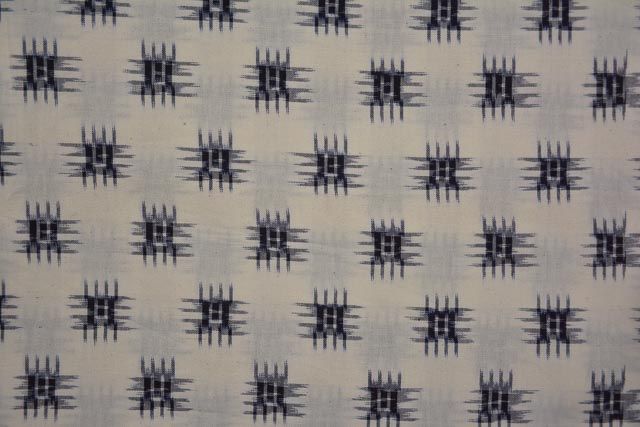 White And Black Double Ikat Fabric