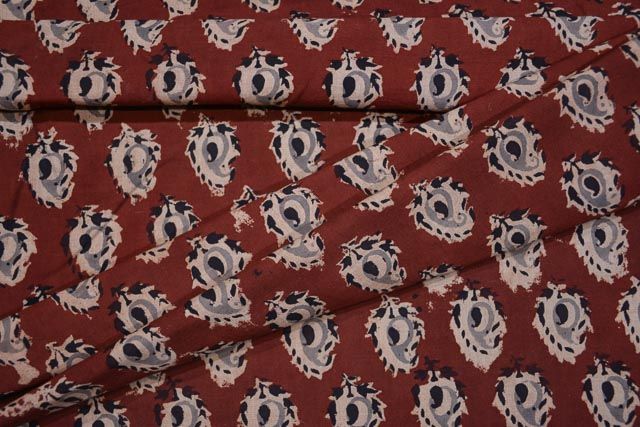 Maroon Paisley Block Printed Kalamkari Fabric 