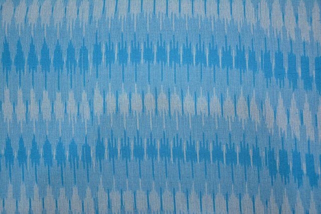 Blue And White Ikat Cotton Fabric