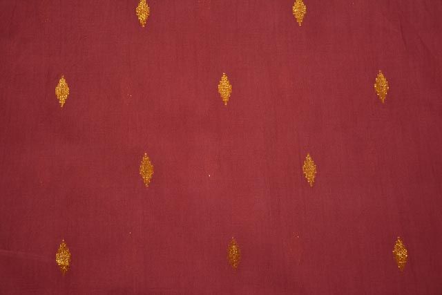 Holly Berry Golden Zari Boota Cotton Fabric