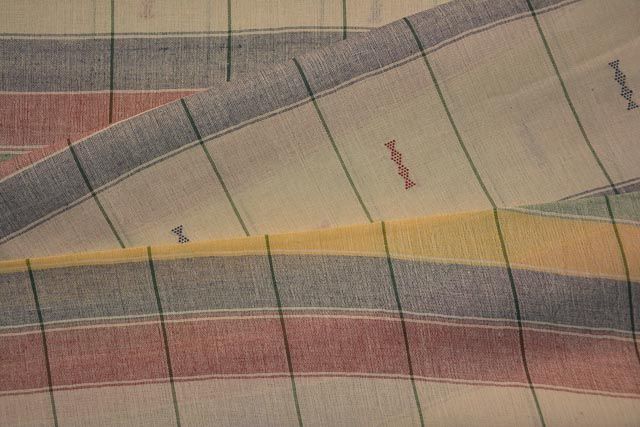 Multi Color Striped Organic Handloom Cotton Fabric