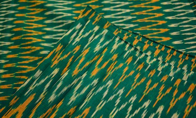 Green Handloom Fine Ikat Fabric