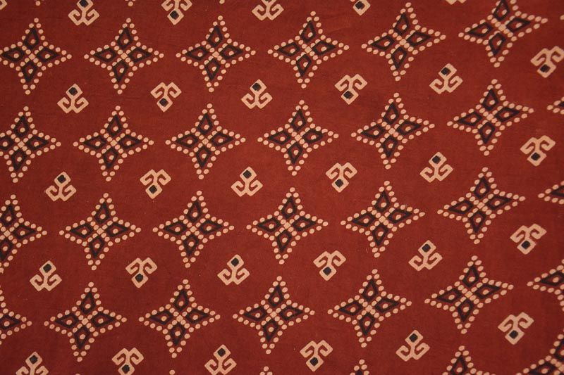 Maroon Ajrakh Block Print Cotton Fabric