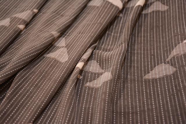 Grey Striped Georgette Fabric