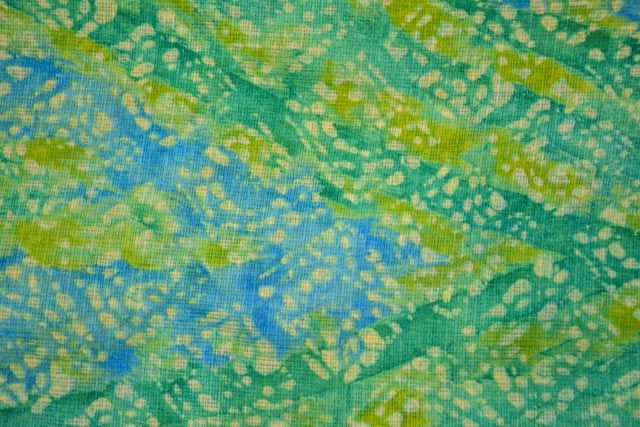 Green Blue Printed Kota Doria Fabric