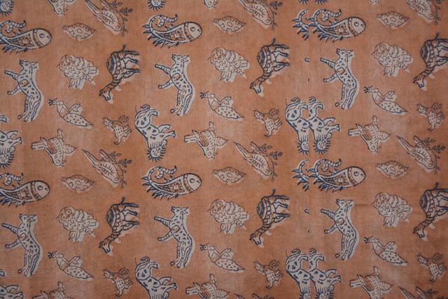 Cafe Brown Animal Printed Chanderi Silk Fabric