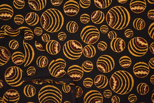 Black And Yellow Circle Ajrakh Fabric